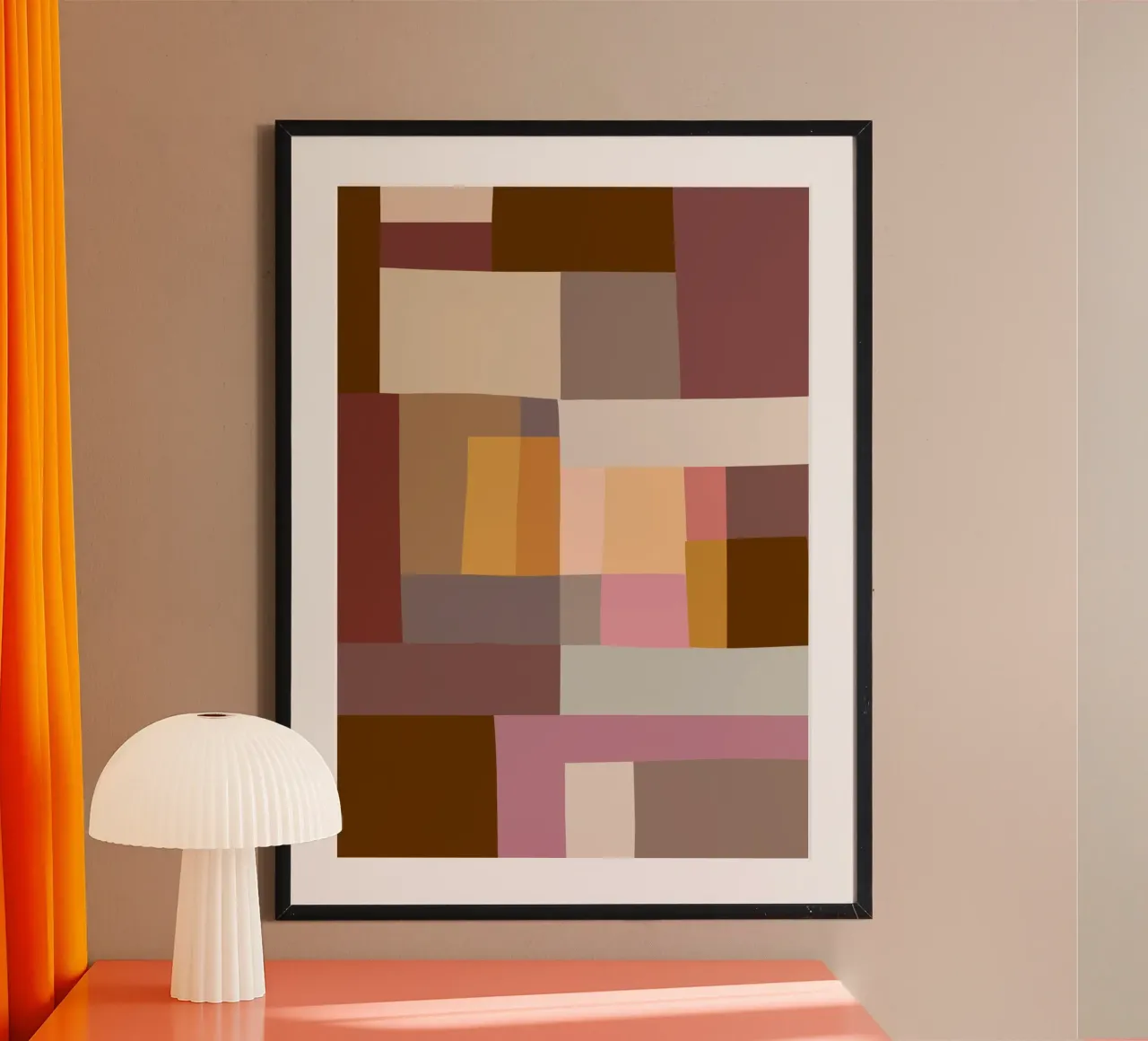 Mosaic Color Blocking | Warm & Neutral poster con telaio in plastica da sabidussi