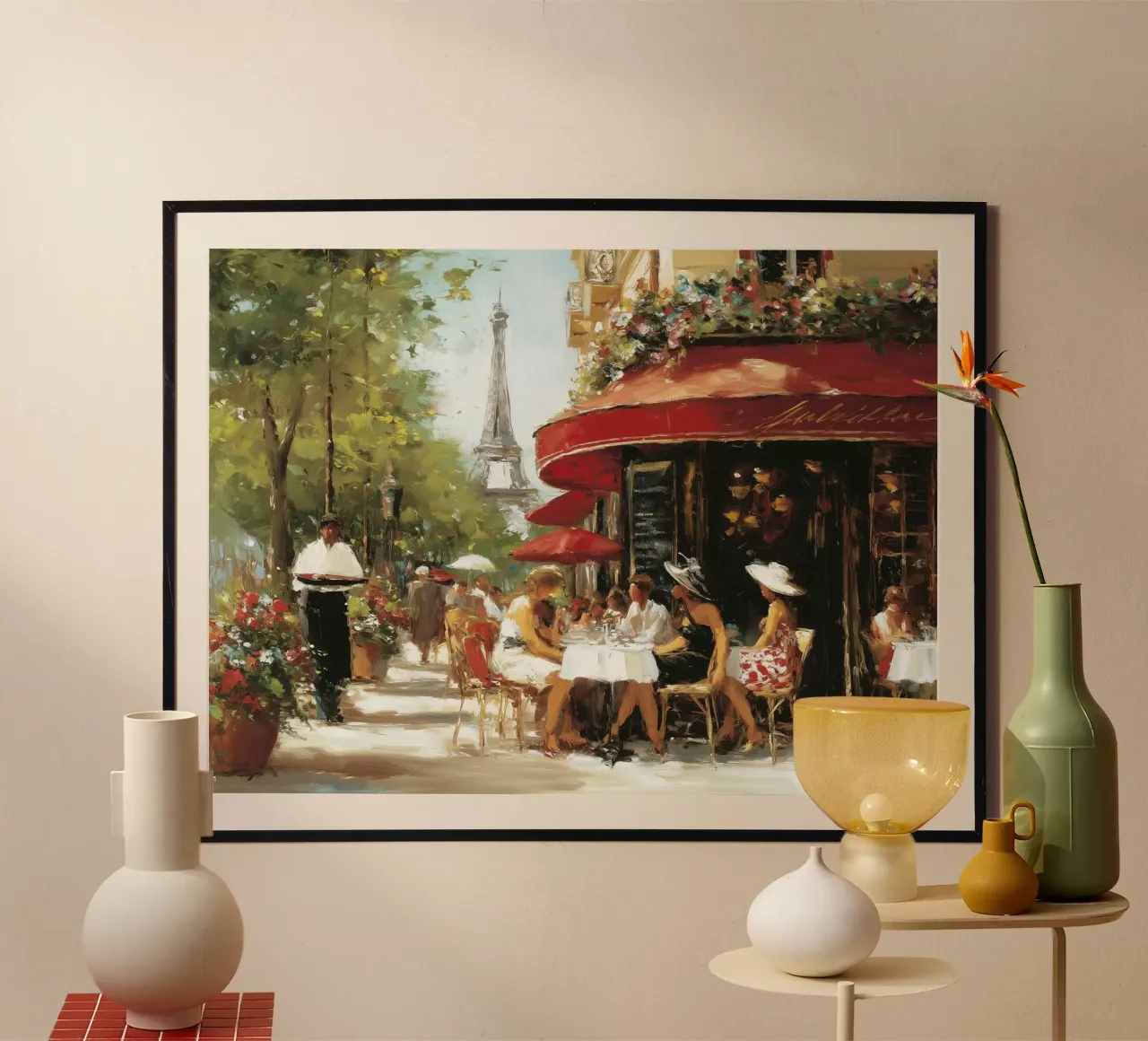 Vivere a Parigi II poster con telaio in legno da Wolkenlos