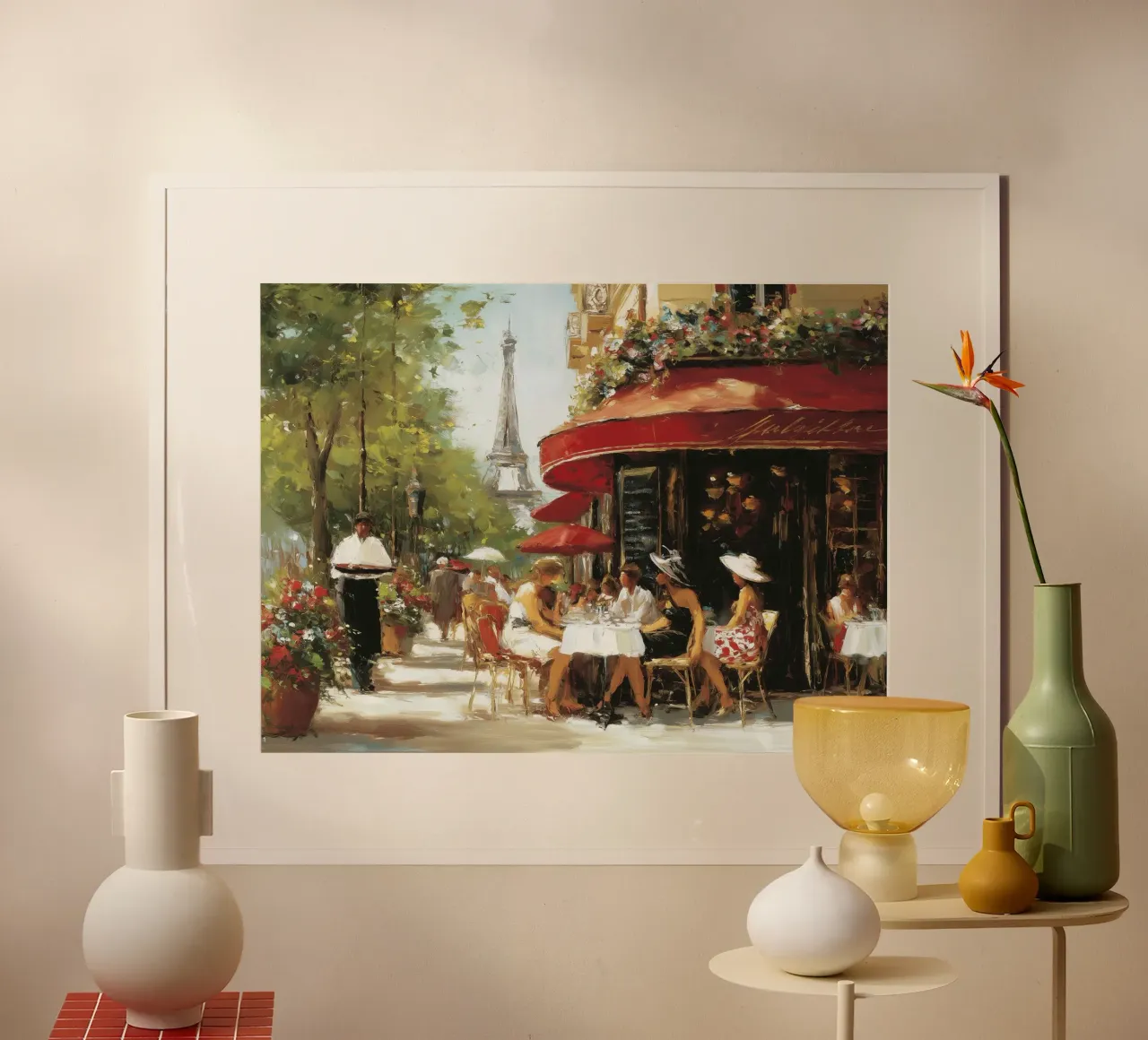 Vivere a Parigi II poster con telaio in legno da Wolkenlos