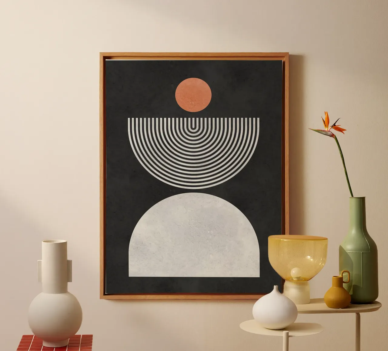 Lines and circles canvas with Floater frame by Eldon S Kiser