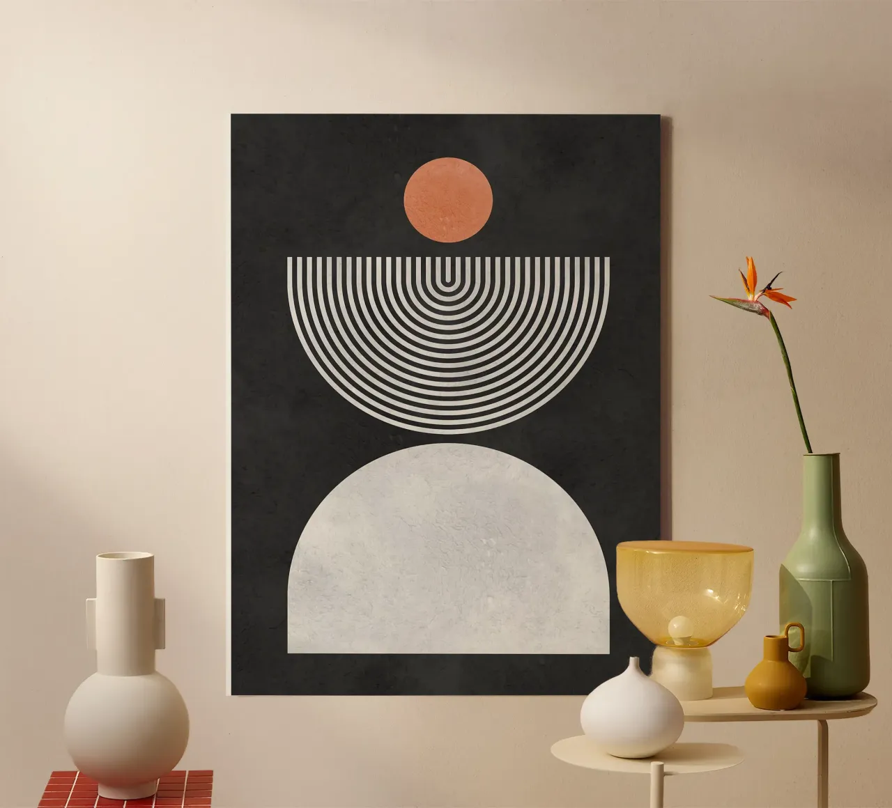 Lines and circles canvas with Floater frame by Eldon S Kiser
