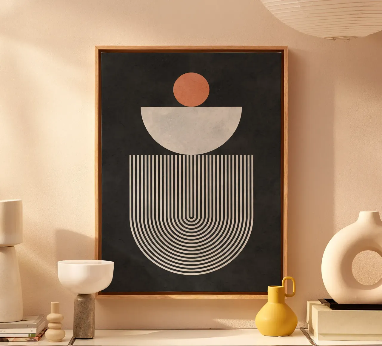 Lines and circles canvas with Floater frame by Eldon S Kiser