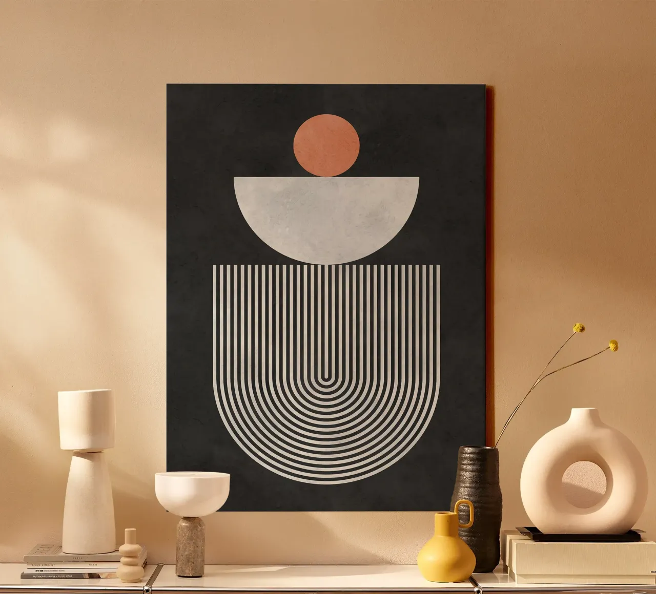 Lines and circles canvas with Floater frame by Eldon S Kiser