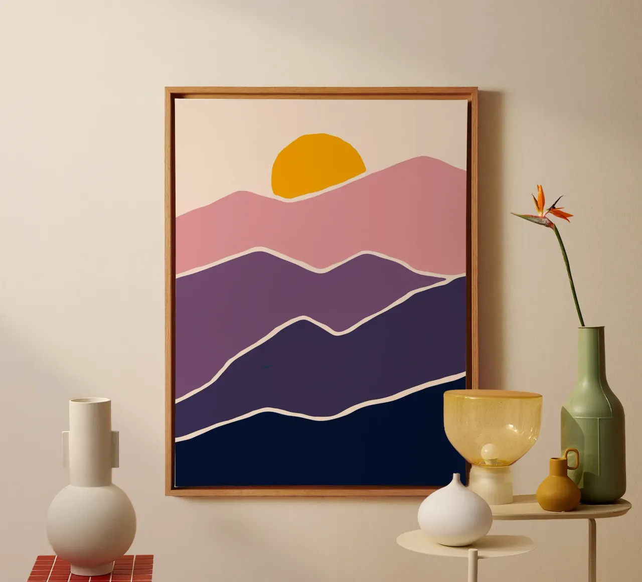 Mountain Landscape canvas with Floater frame by Leonard R Sadler
