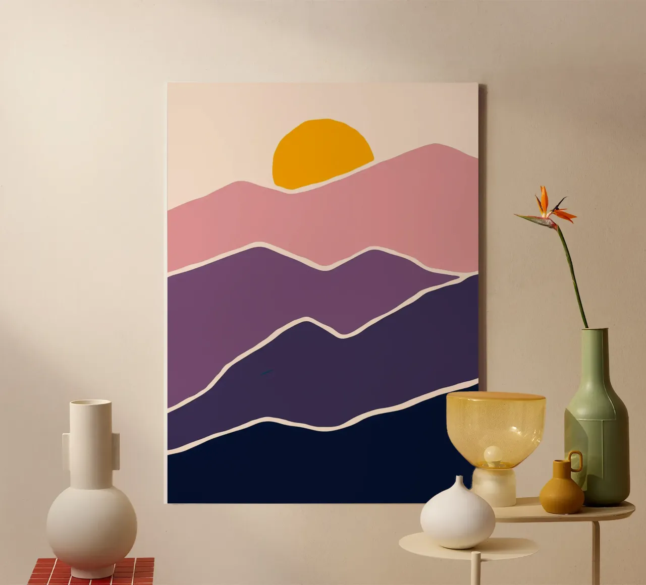 Mountain Landscape canvas with Floater frame by Leonard R Sadler