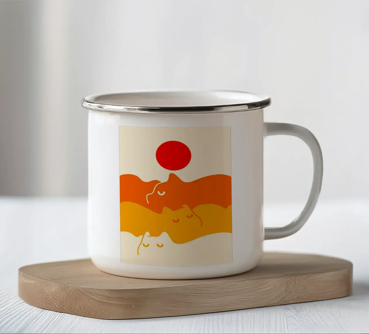 Nuvola di gatto tazza in smalto da Leonard R Sadler