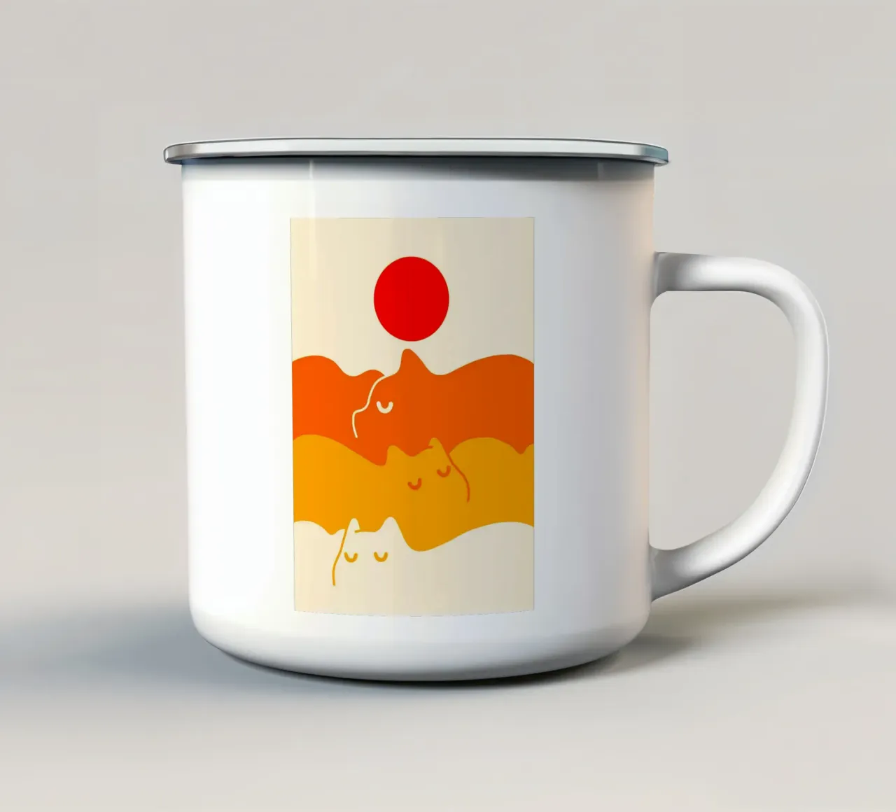 Nuvola di gatto tazza in smalto da Leonard R Sadler