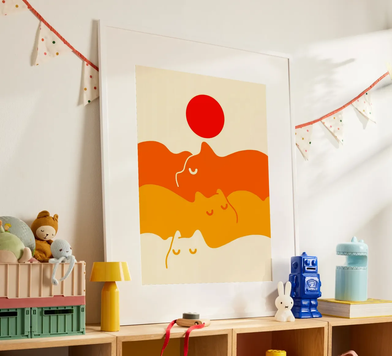 Nuvola di gatto poster con telaio in alluminio da Leonard R Sadler