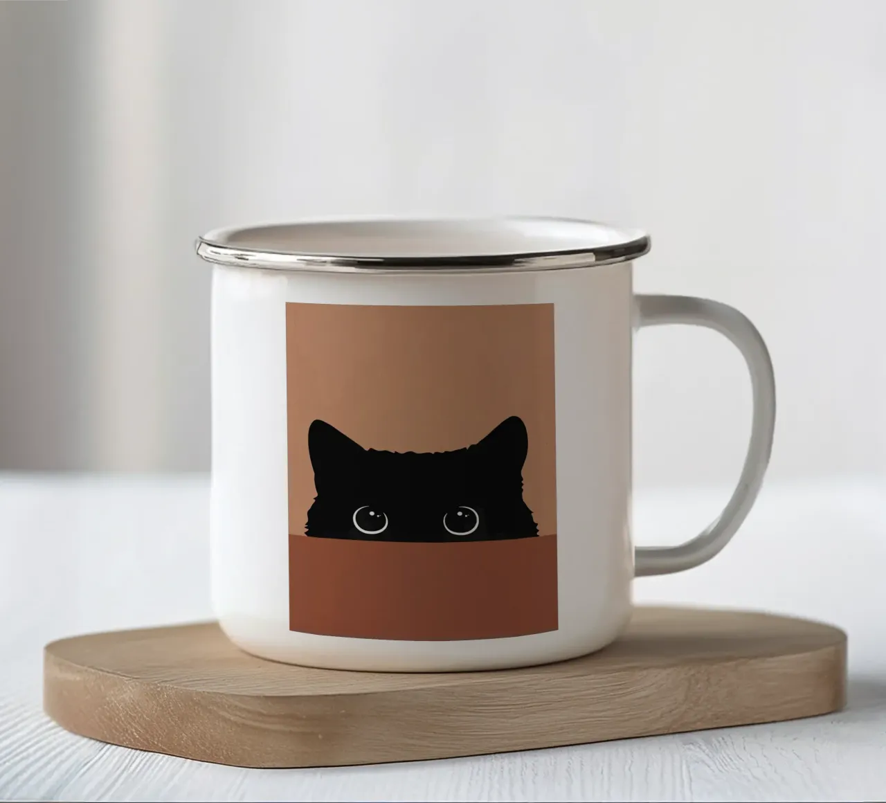 Gatto curioso I tazza in smalto da Leonard R Sadler