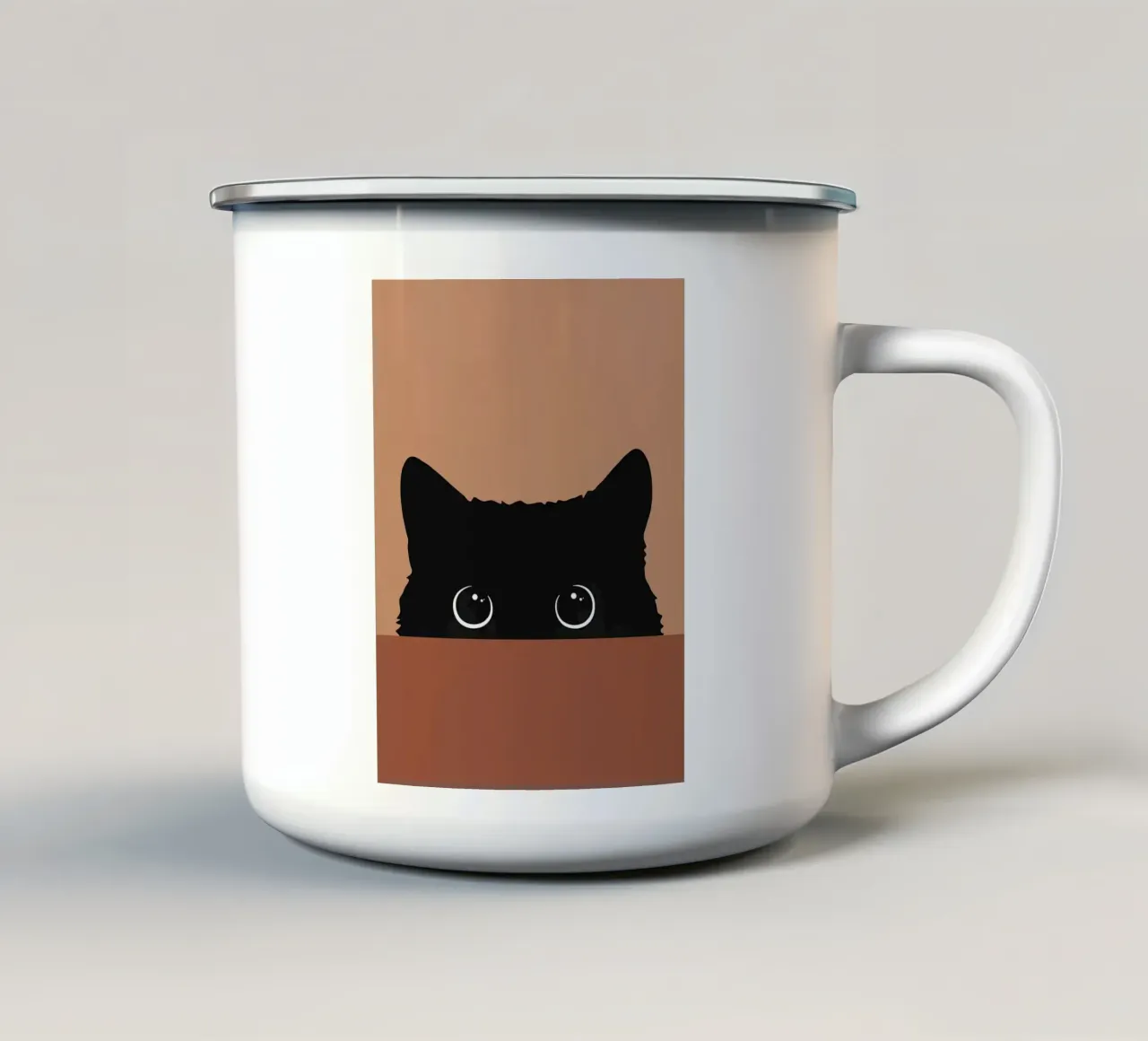 Gatto curioso I tazza in smalto da Leonard R Sadler