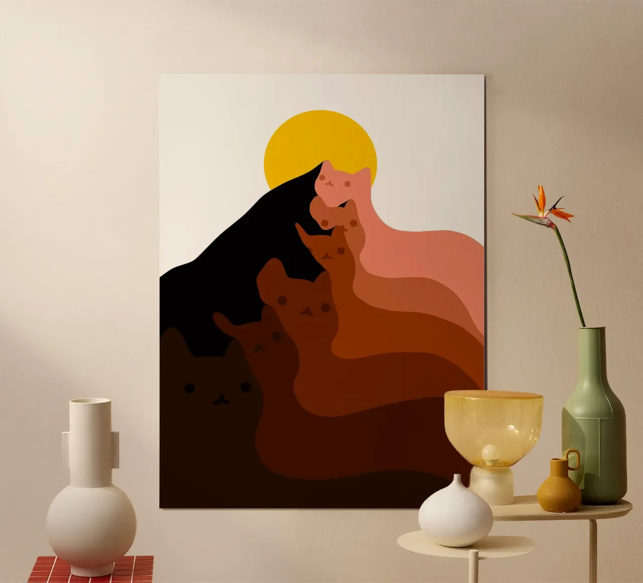 Gatto di montagna poster con telaio in legno da Leonard R Sadler