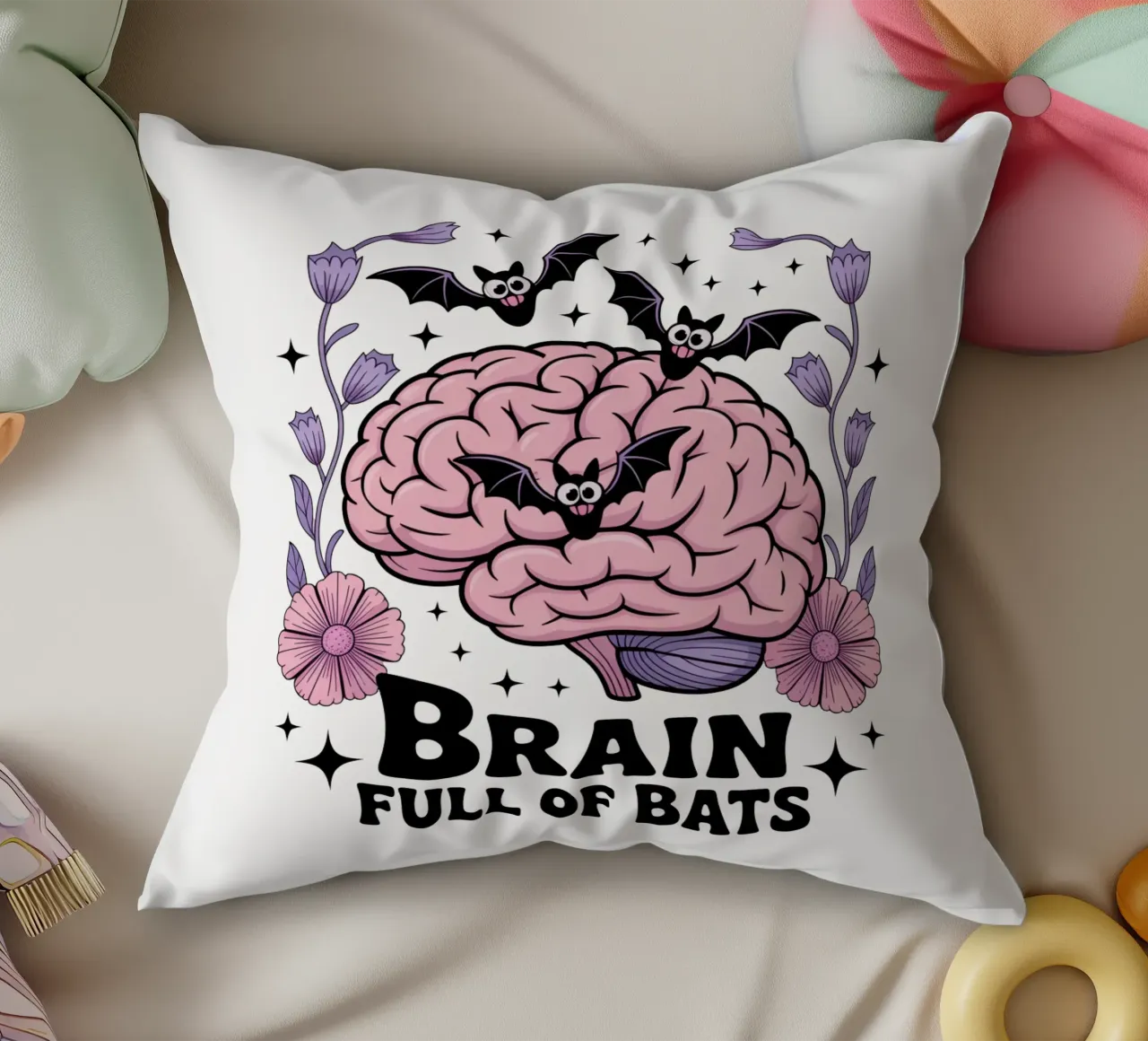 Brain Full Of Bats cuscino da Sasyall Graphics