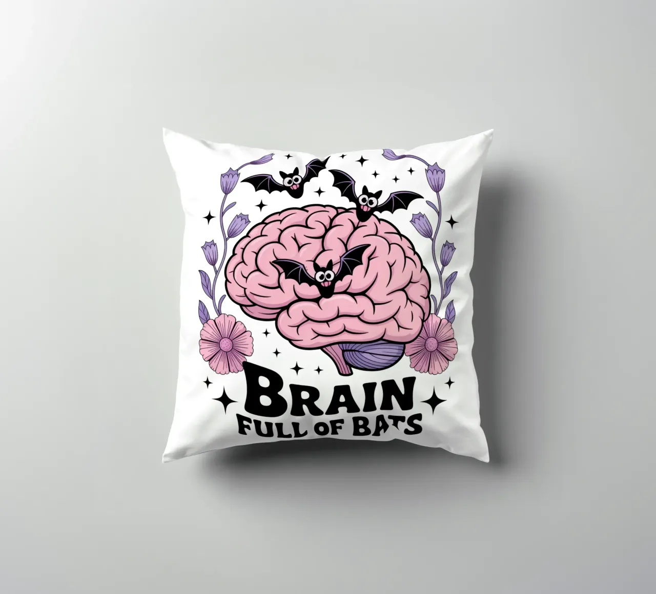 Brain Full Of Bats cuscino da Sasyall Graphics