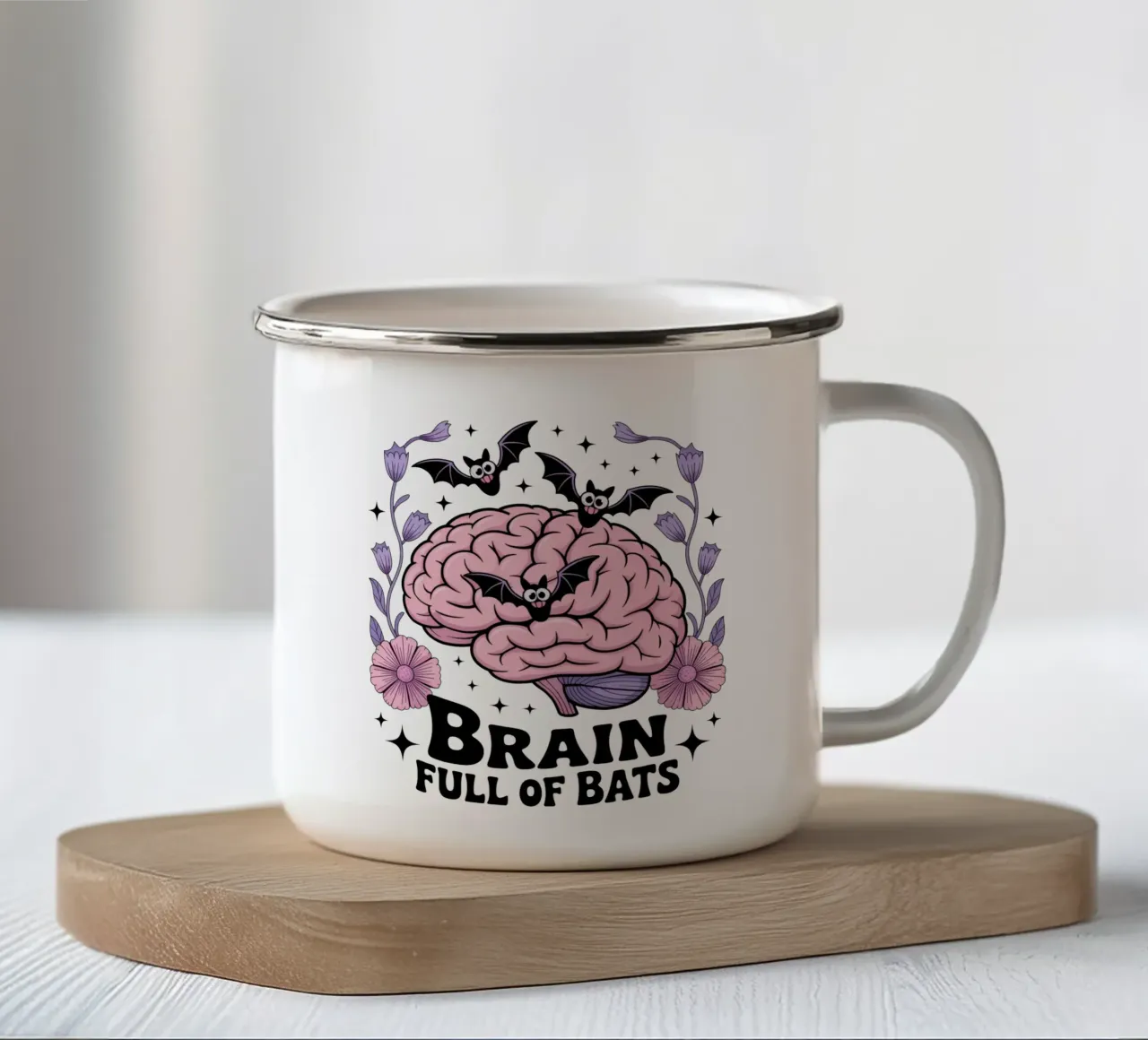 Brain Full Of Bats tazza in smalto da Sasyall Graphics