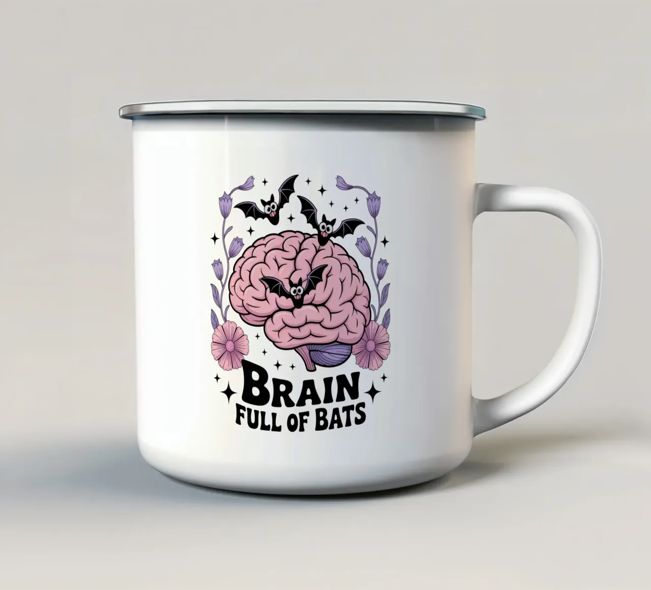 Brain Full Of Bats tazza in smalto da Sasyall Graphics