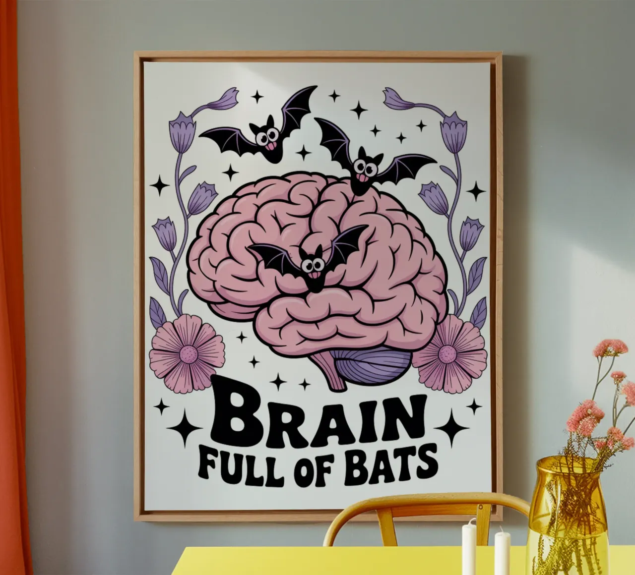 Brain Full Of Bats canvas met Baklijst van Sasyall Graphics