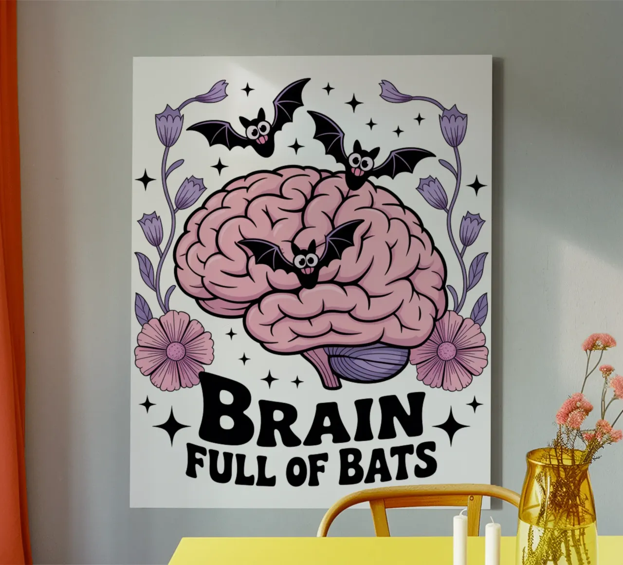 Brain Full Of Bats canvas met Baklijst van Sasyall Graphics