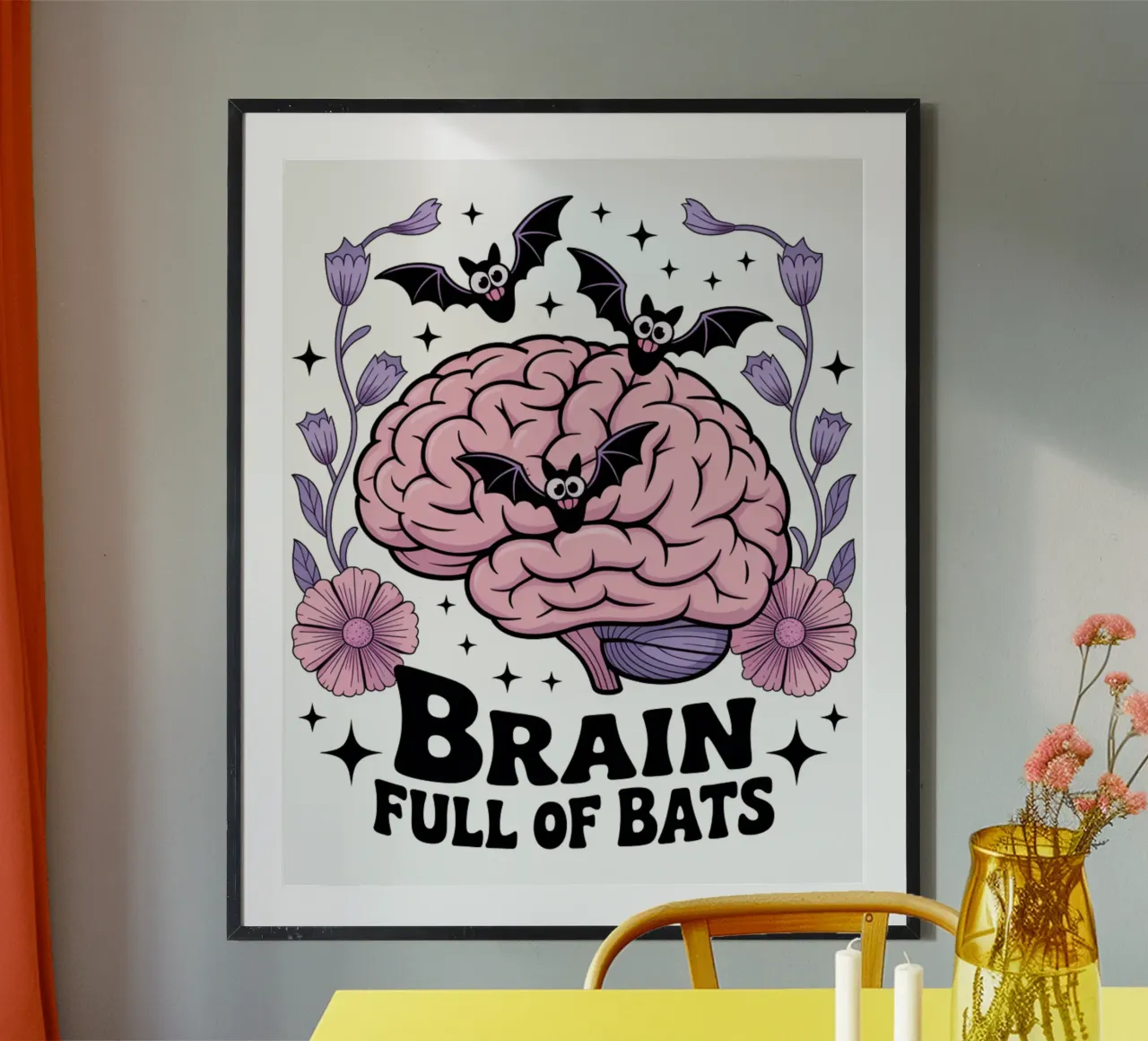 Brain Full Of Bats poster con telaio in alluminio da Sasyall Graphics
