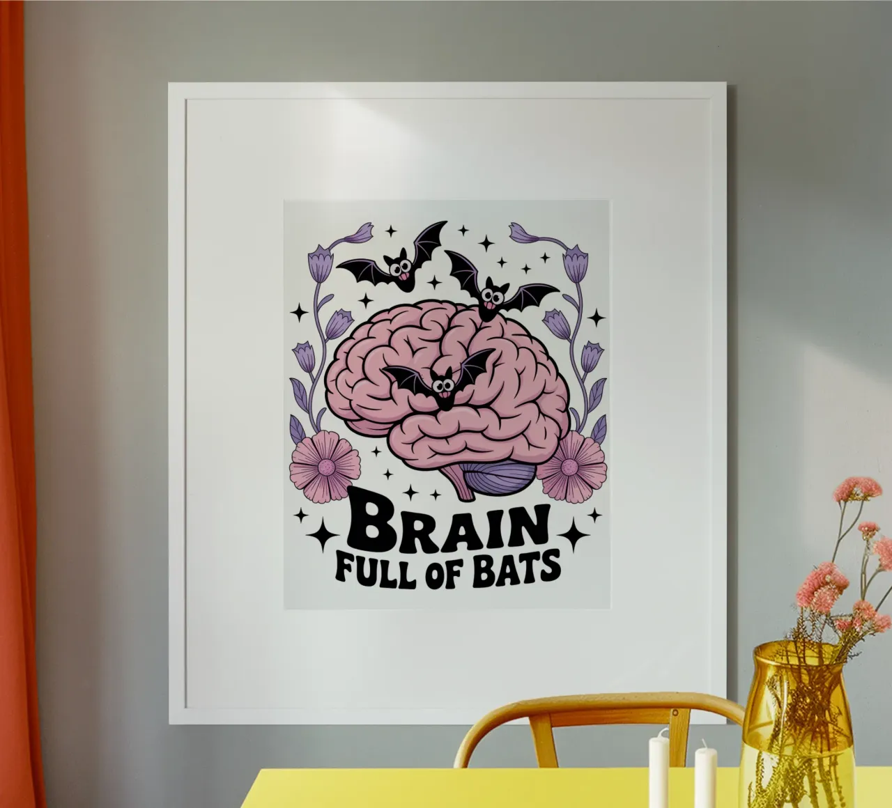 Brain Full Of Bats poster con telaio in alluminio da Sasyall Graphics