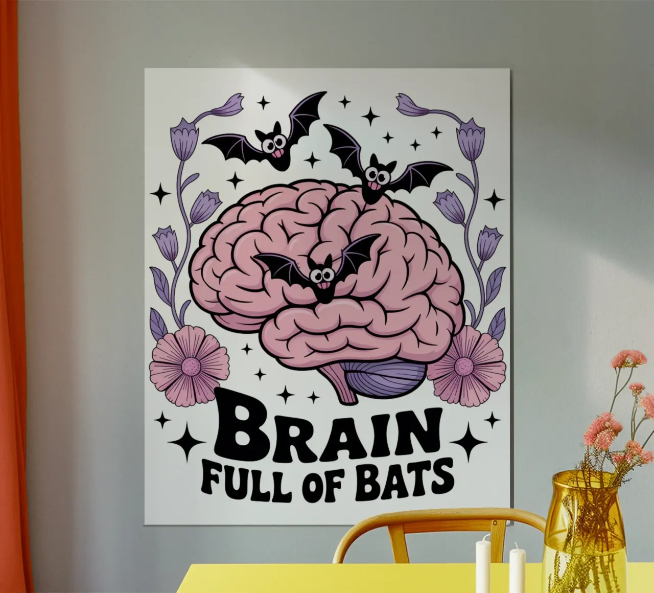 Brain Full Of Bats poster con telaio in alluminio da Sasyall Graphics