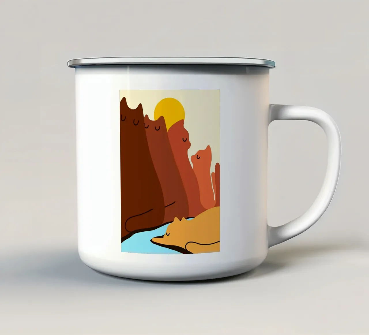 Gatto Cliff tazza in smalto da Fletcher M Henry