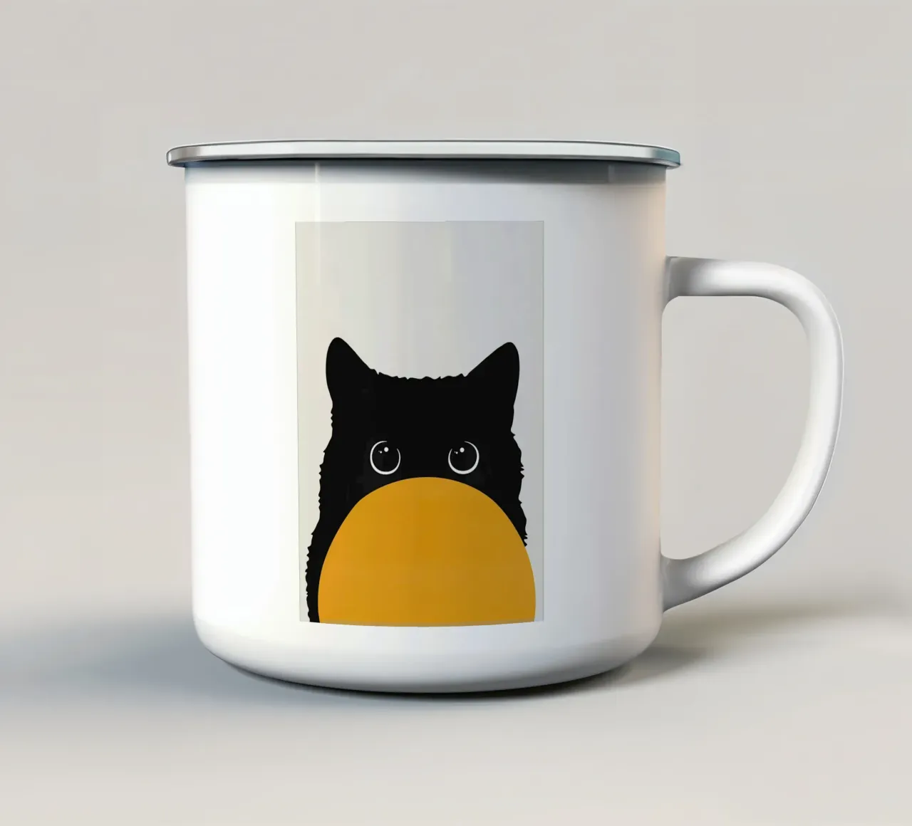 Gatto curioso II tazza in smalto da Fletcher M Henry