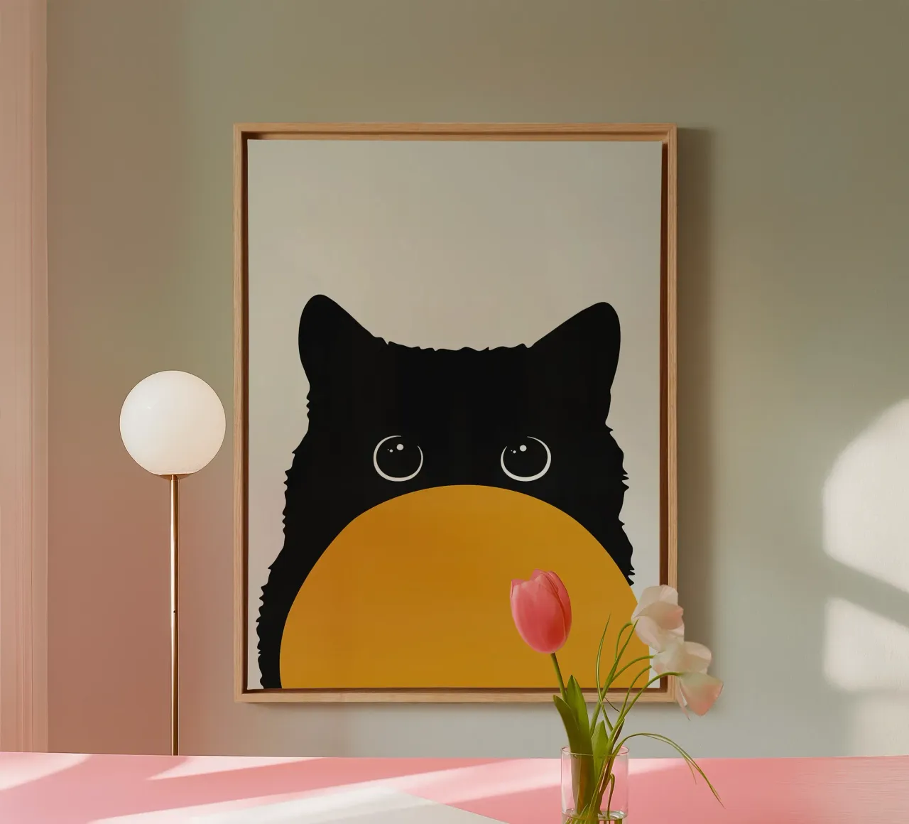 Curious cat II canvas with Floater frame by Fletcher M Henry