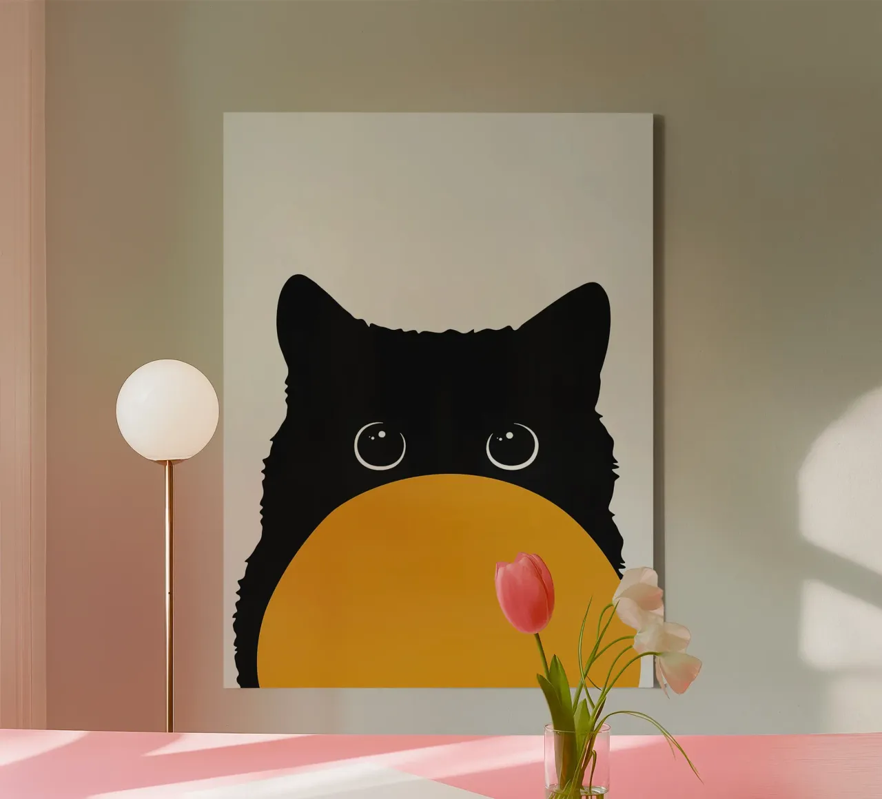 Curious cat II canvas with Floater frame by Fletcher M Henry