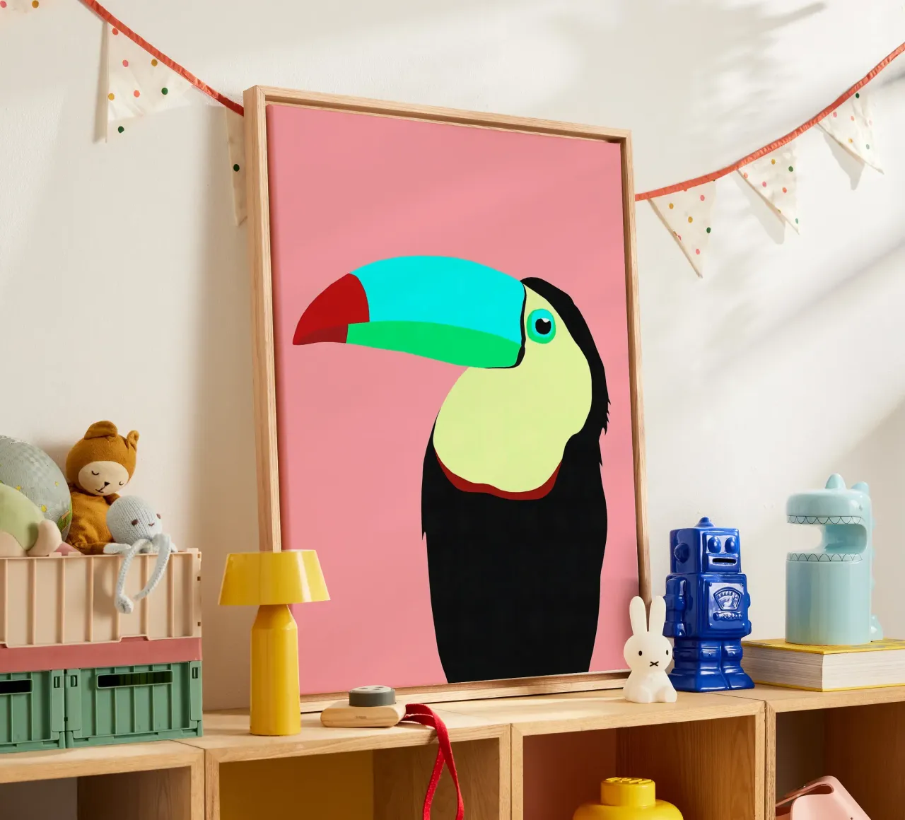 Papegaai canvas met Baklijst van Fletcher M Henry