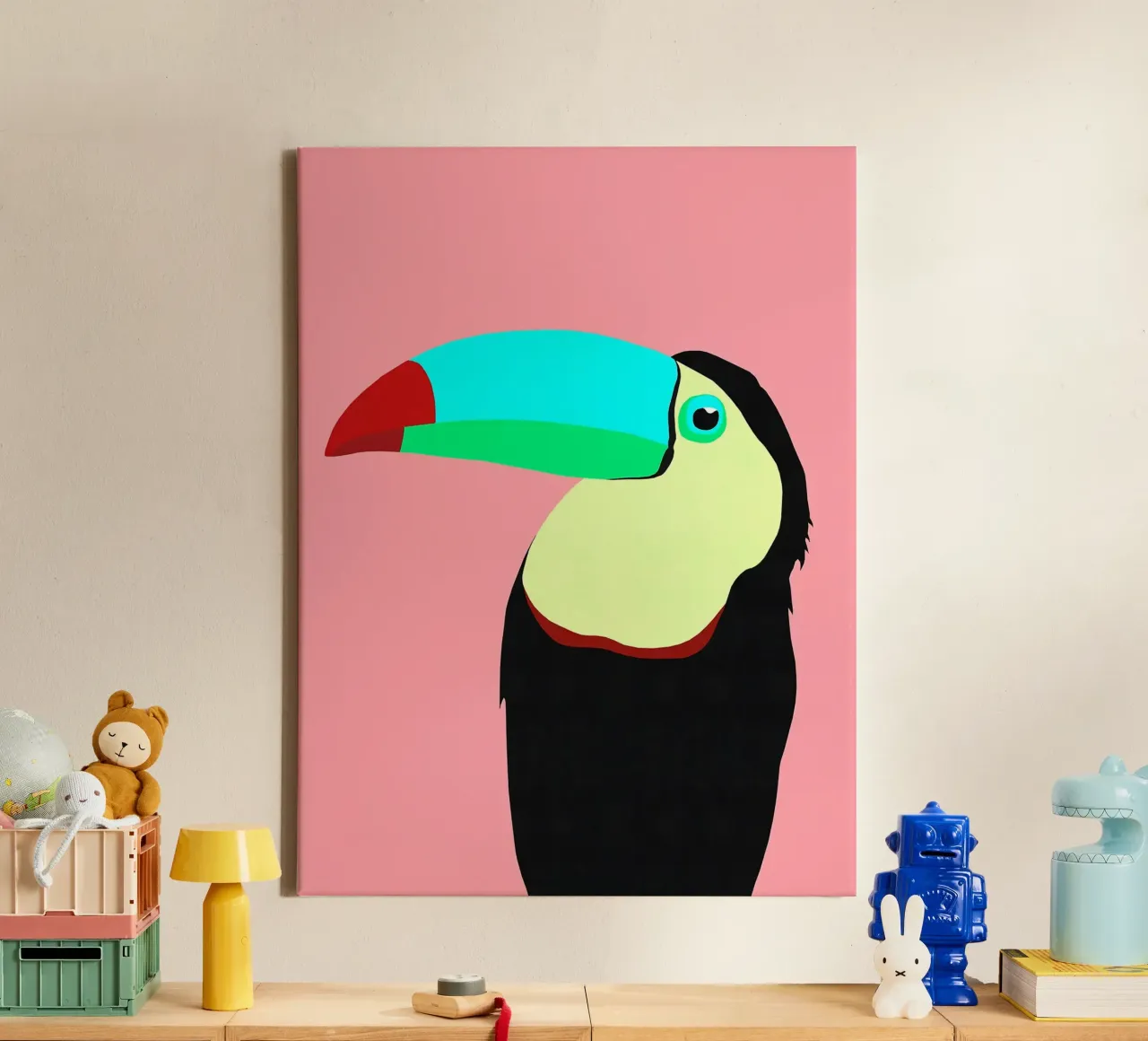 Papegaai canvas met Baklijst van Fletcher M Henry