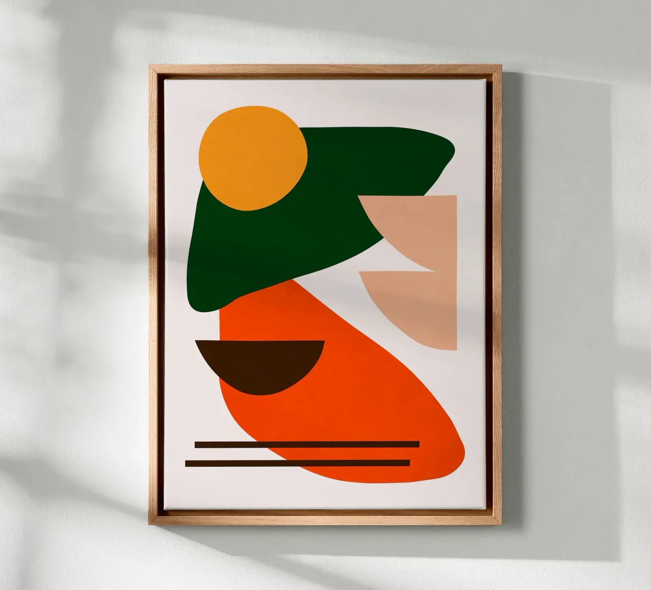 Abstract figures canvas with Floater frame by Leon B Feierabend