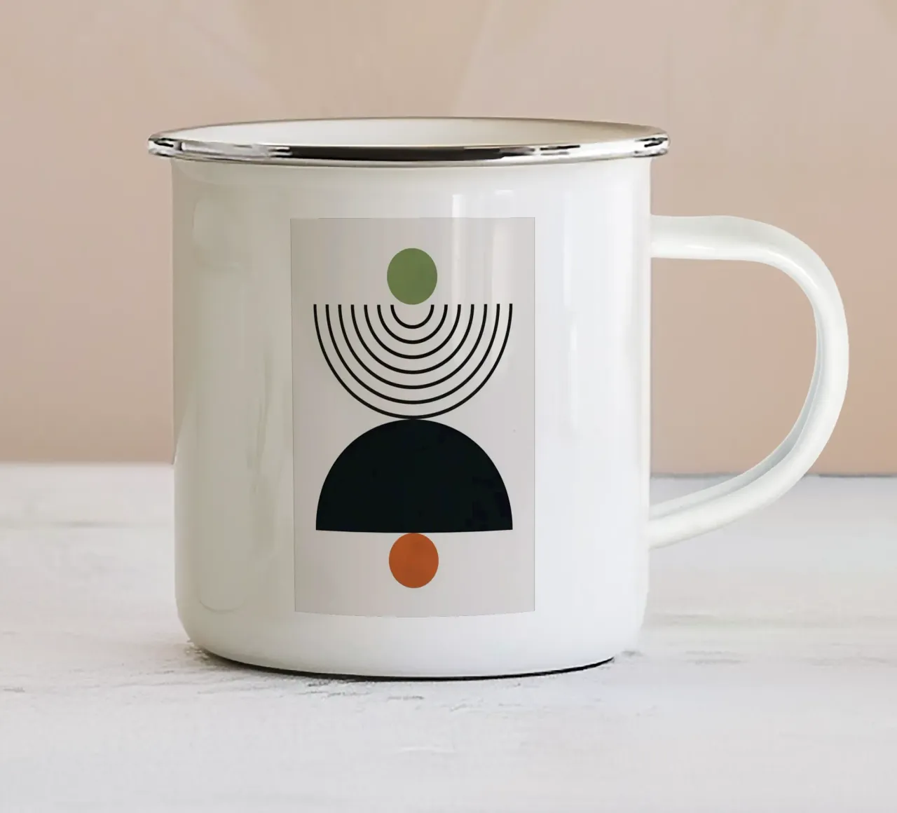 Linee e cerchi tazza in smalto da Leon B Feierabend