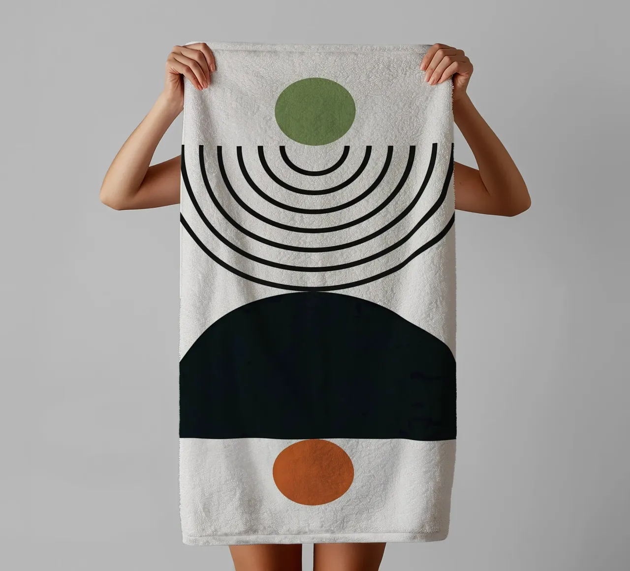 Lines and circles towel by Leon B Feierabend