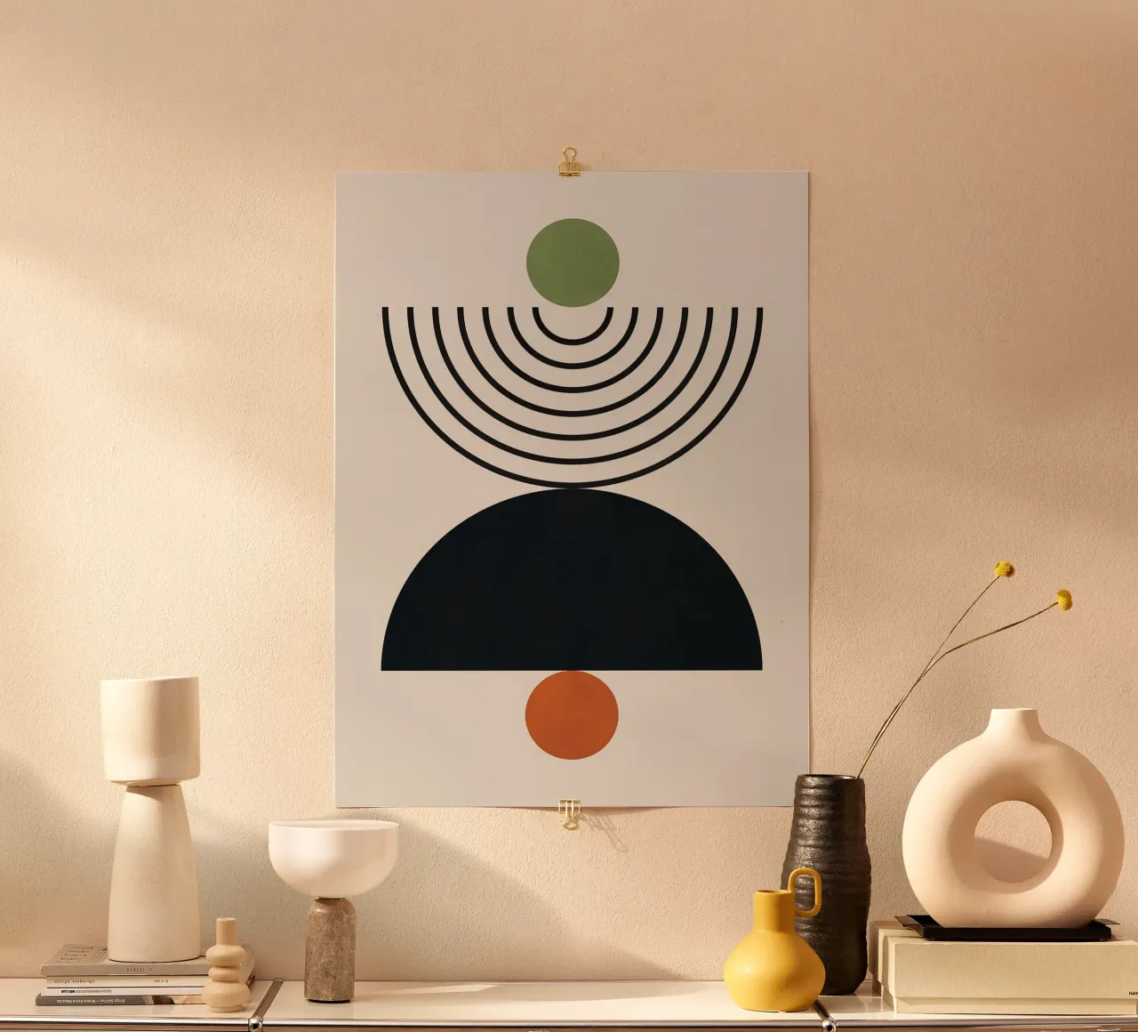 Linee e cerchi poster con telaio in alluminio da Leon B Feierabend