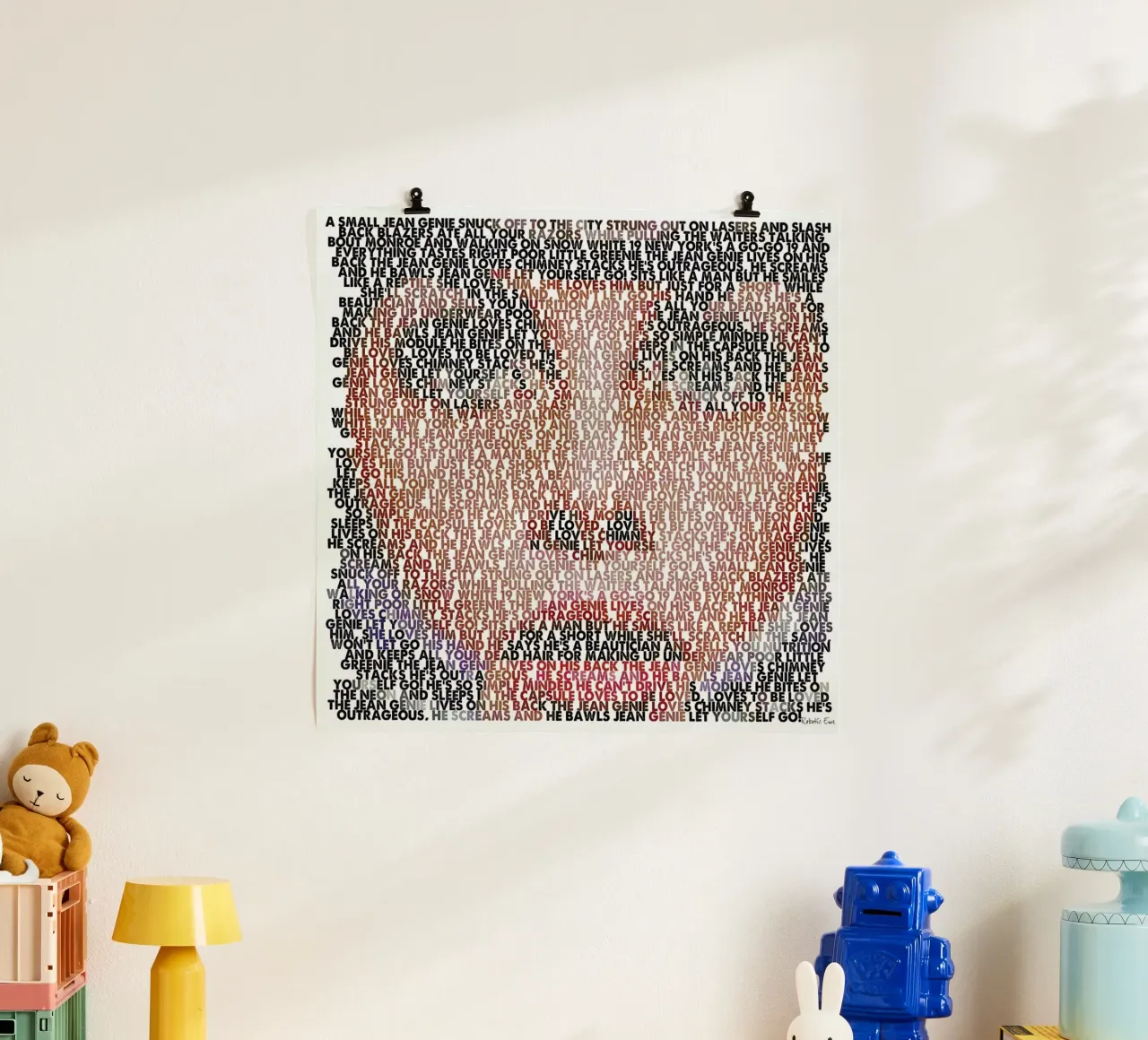 Jean Genie poster with aluminum frame by Robotic Ewe