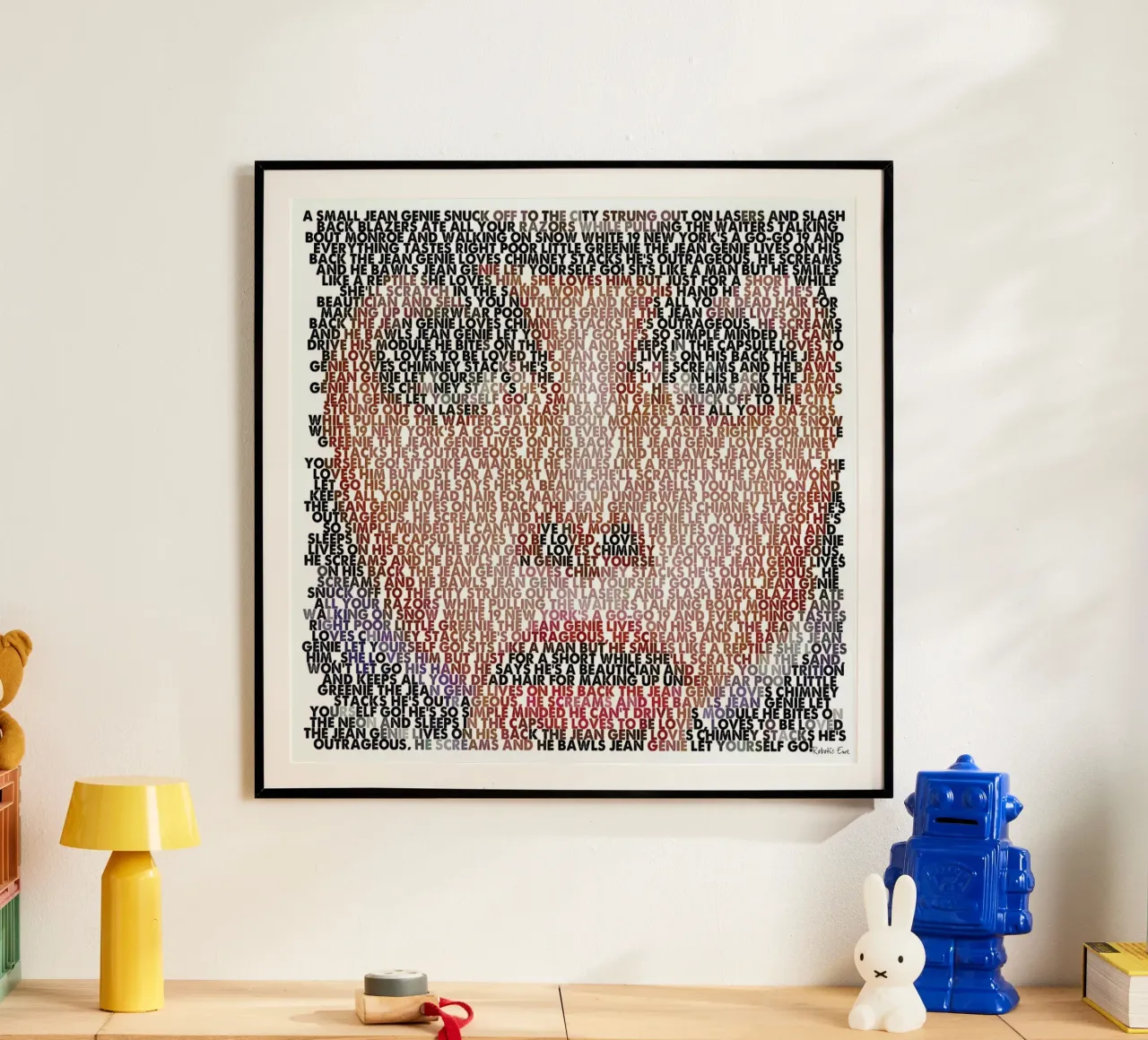 Jean Genie poster with aluminum frame by Robotic Ewe