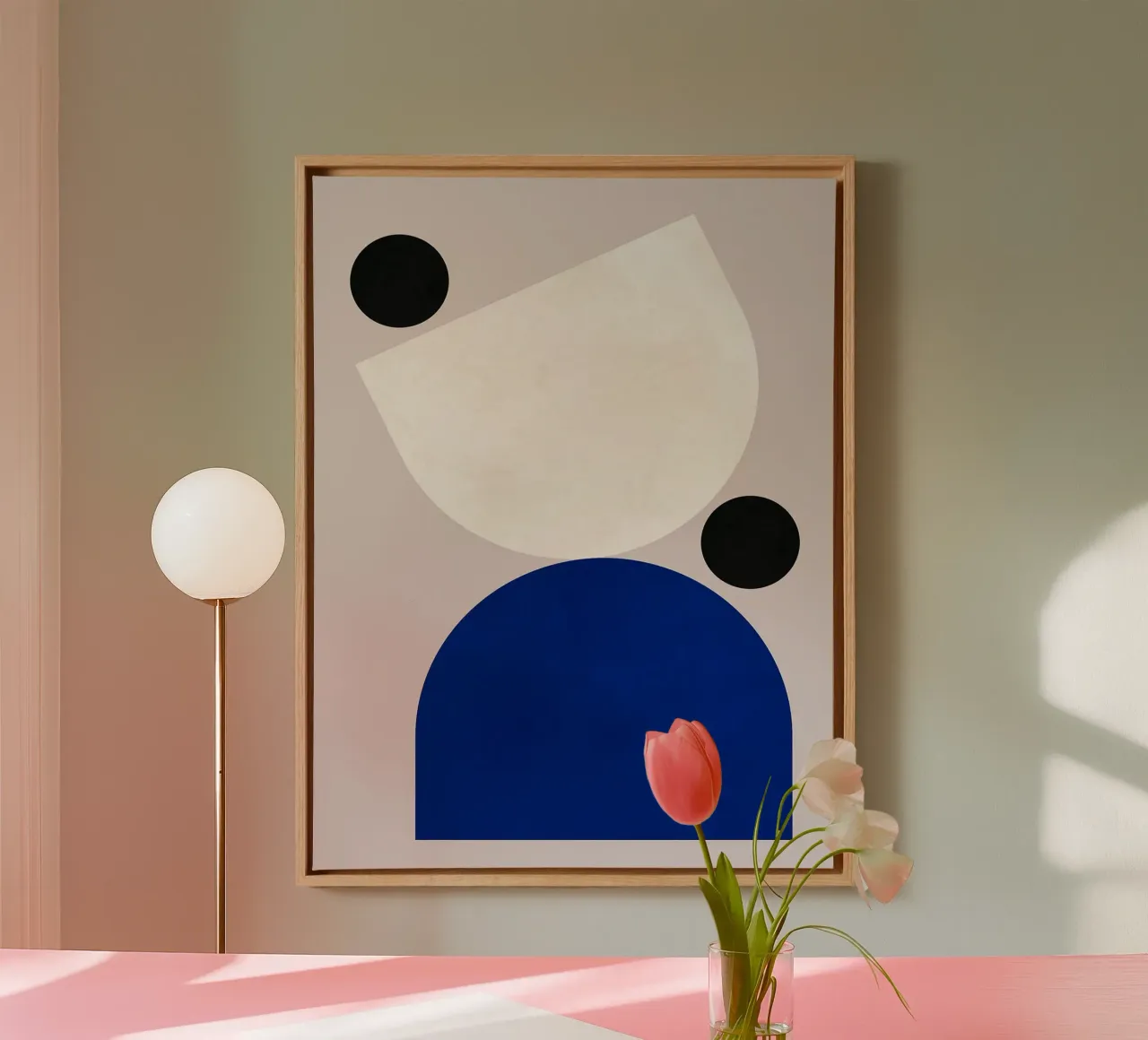 Abstracte Geometrische Kunstdruk canvas met Baklijst van Sven B Strauss