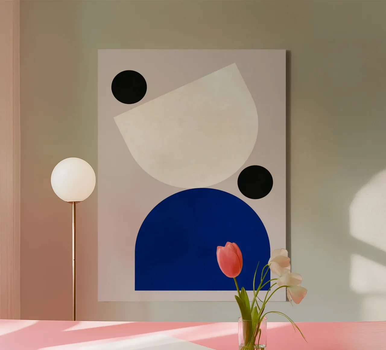 Abstracte Geometrische Kunstdruk canvas met Baklijst van Sven B Strauss