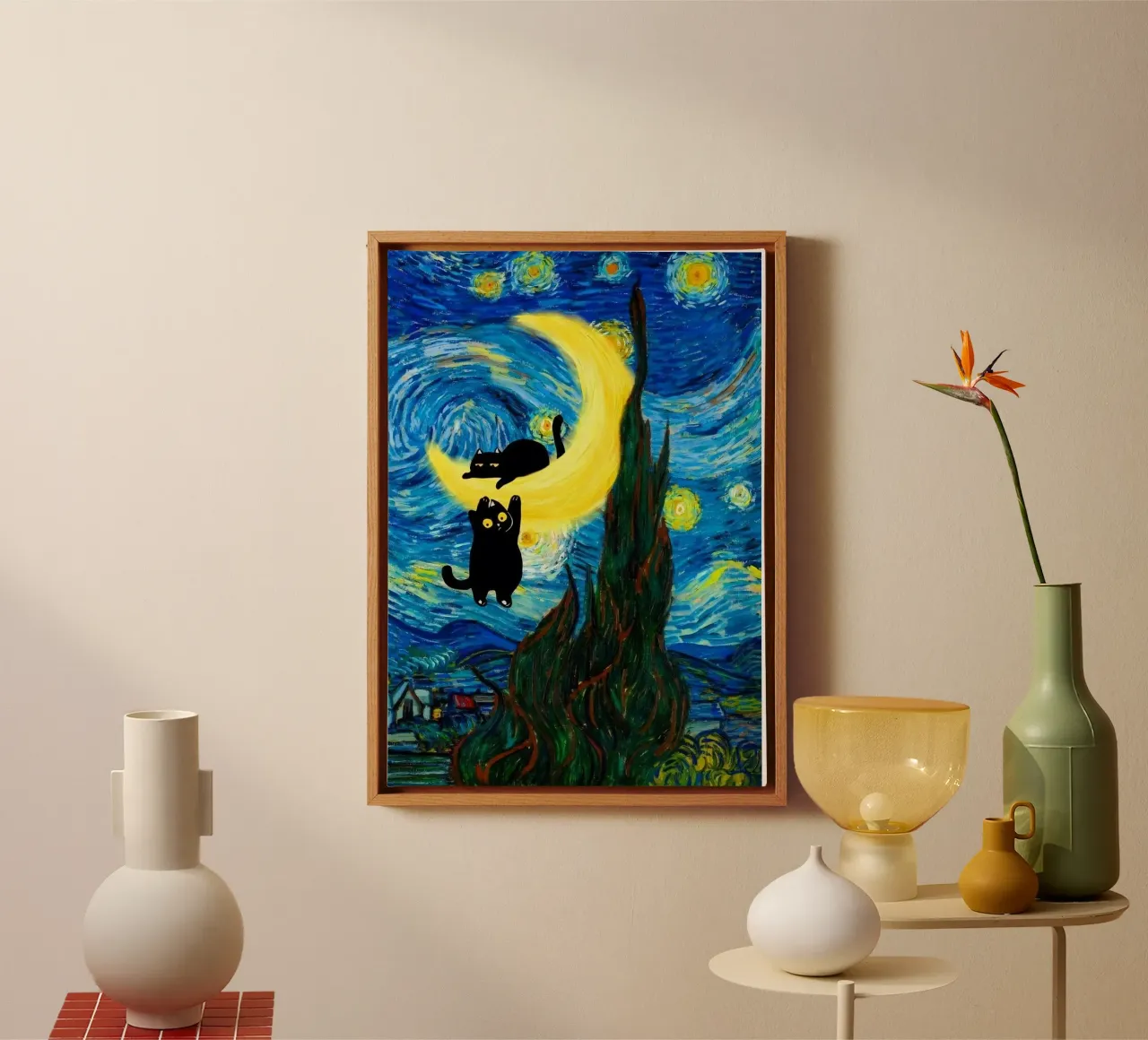 climb to moon tela con Cornice a cassetta da sunity