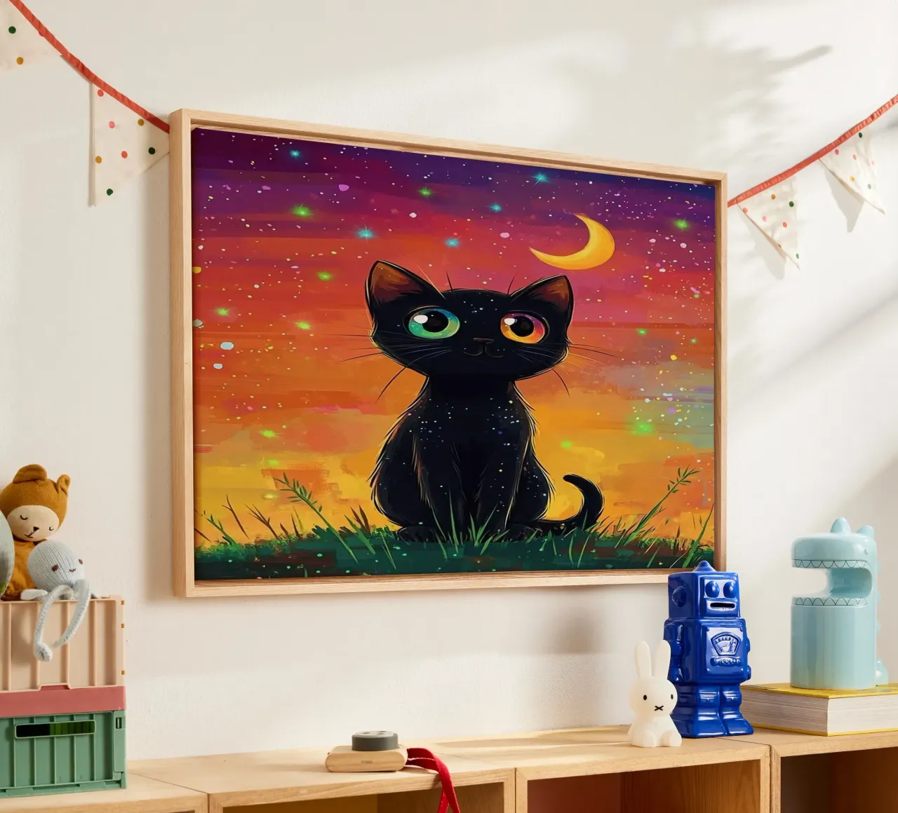 kitty on sky tela con Cornice a cassetta da firmana