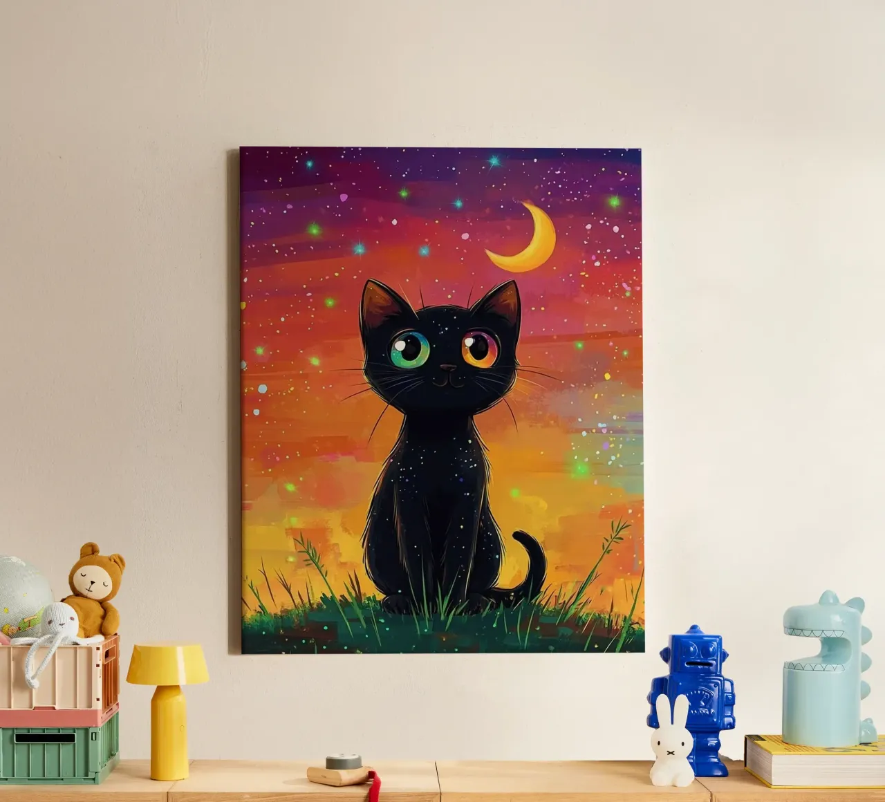 kitty on sky tela con Cornice a cassetta da firmana