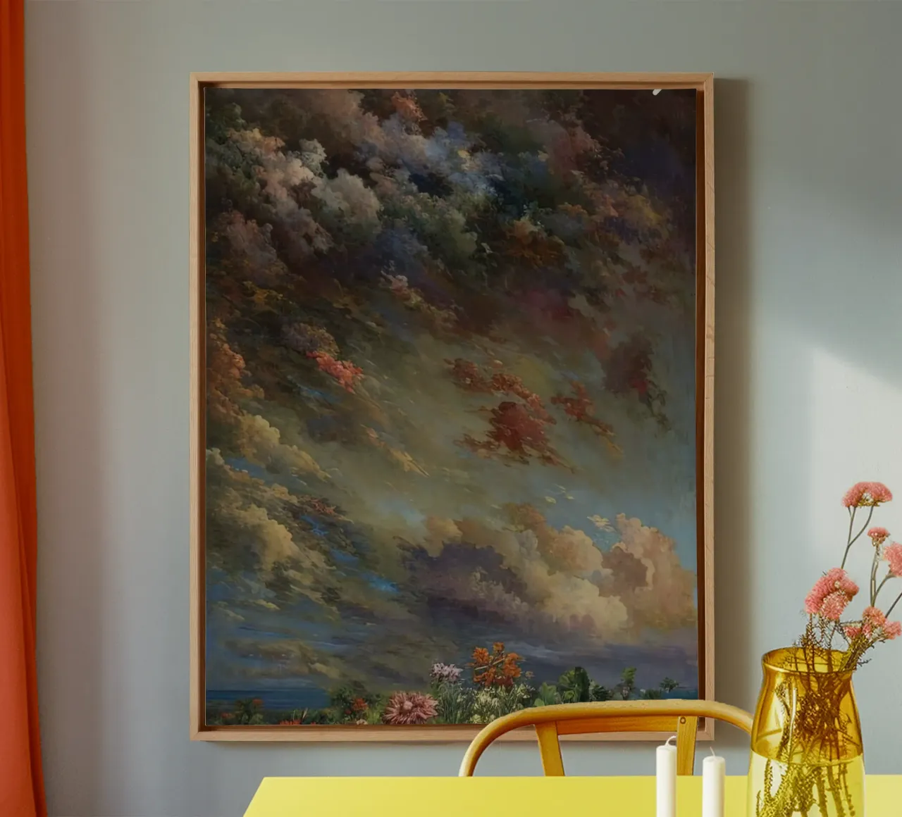 wave of cloud colors canvas met Baklijst van sunity