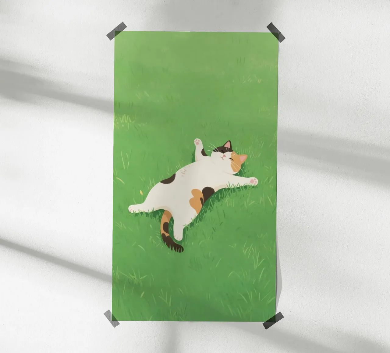cat lie on grass poster da firmana