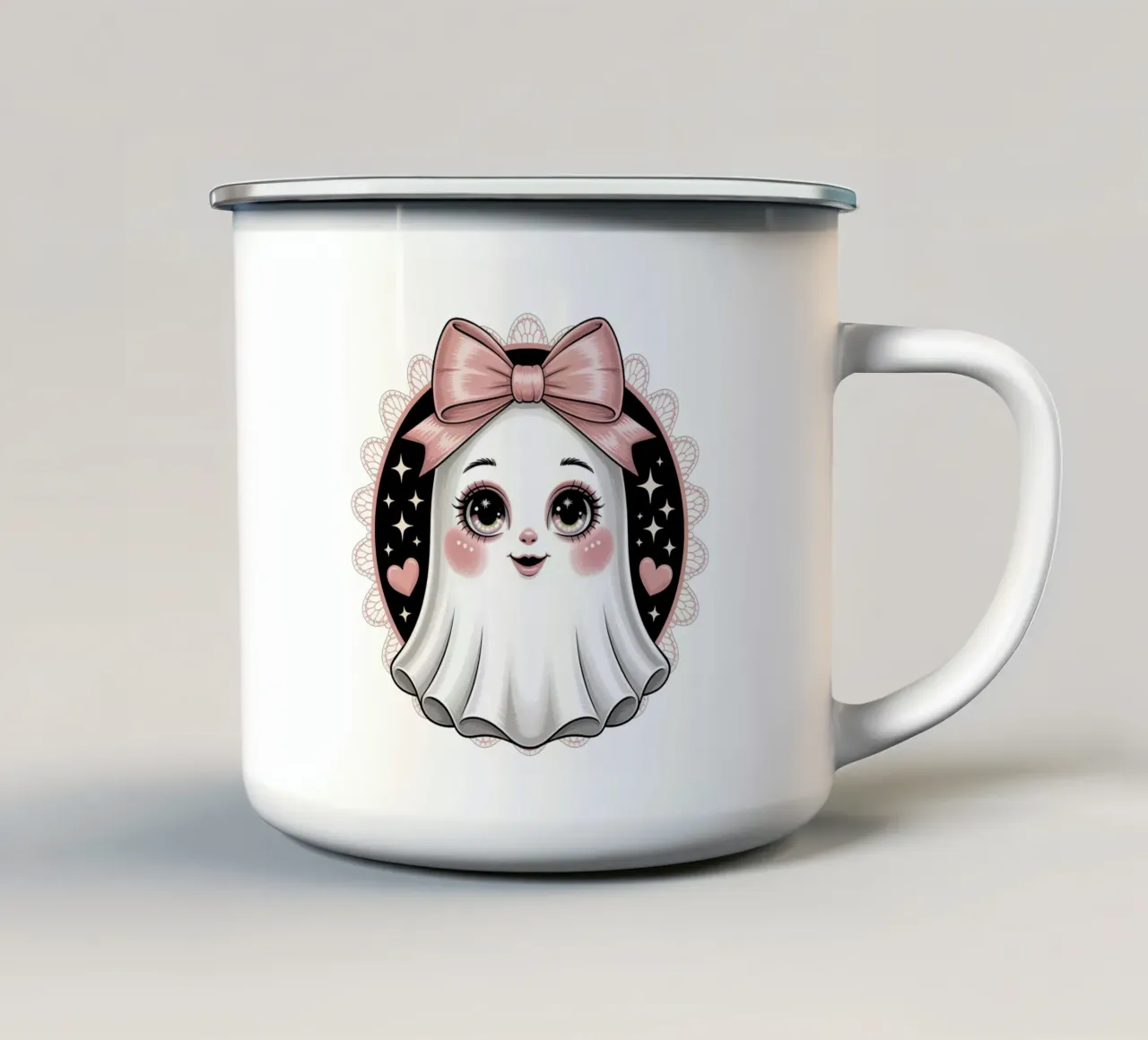 Coquette Ghost tazza in smalto da Sasyall Graphics