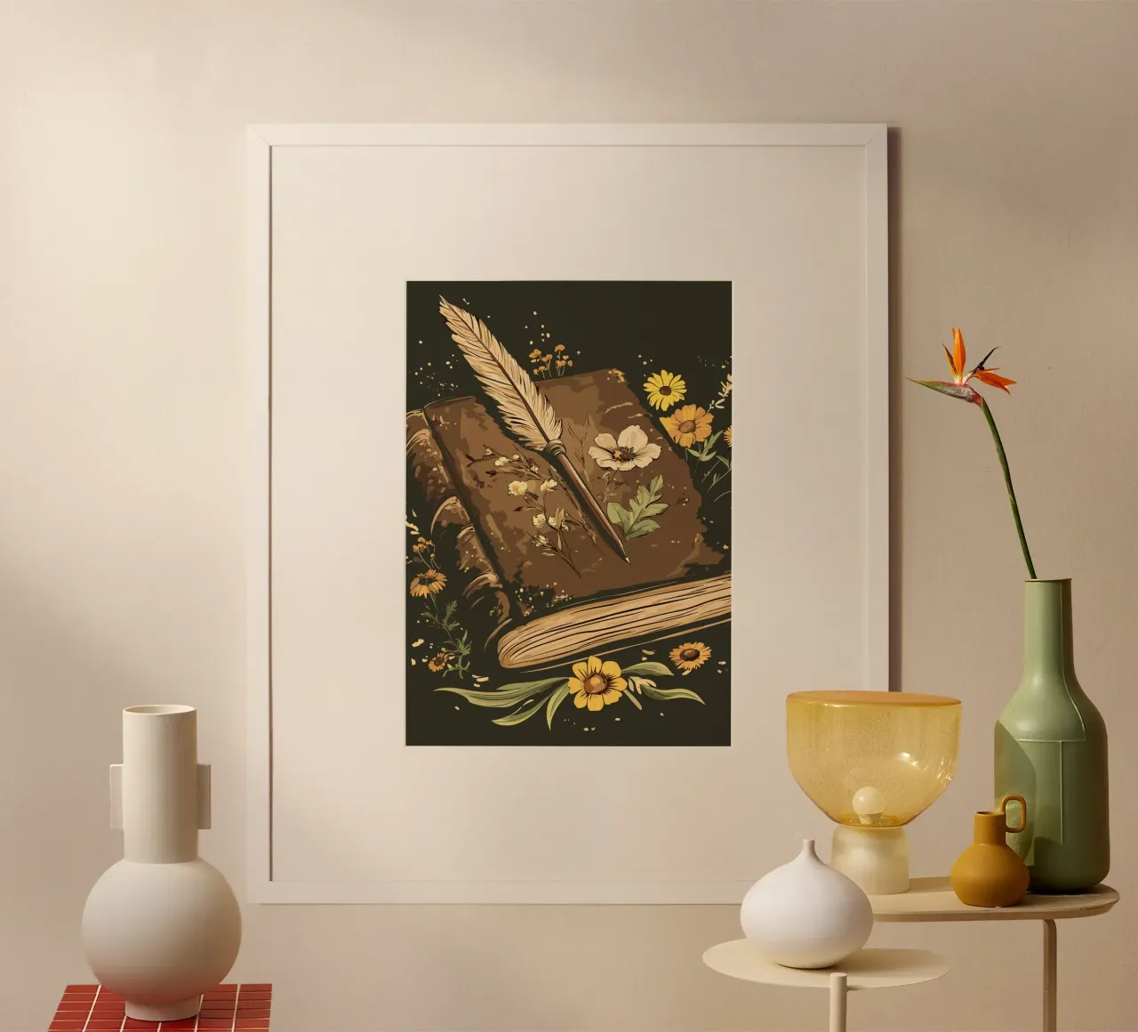 Penna e vecchio libro di erbe poster da pixelbull - medieval art and more