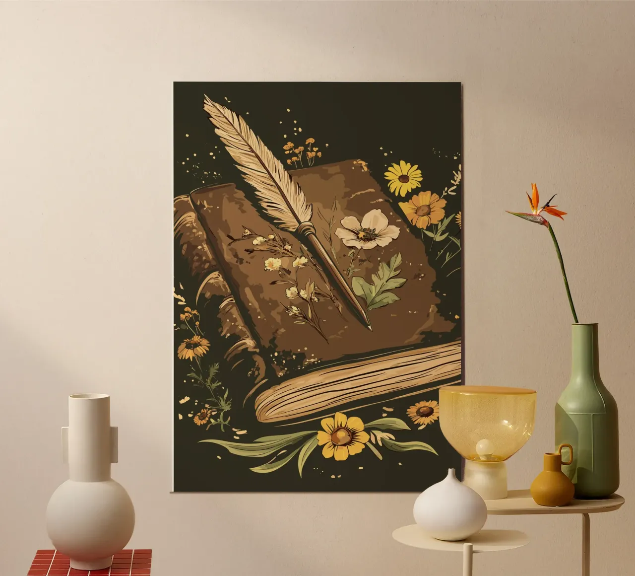Penna e vecchio libro di erbe poster da pixelbull - medieval art and more