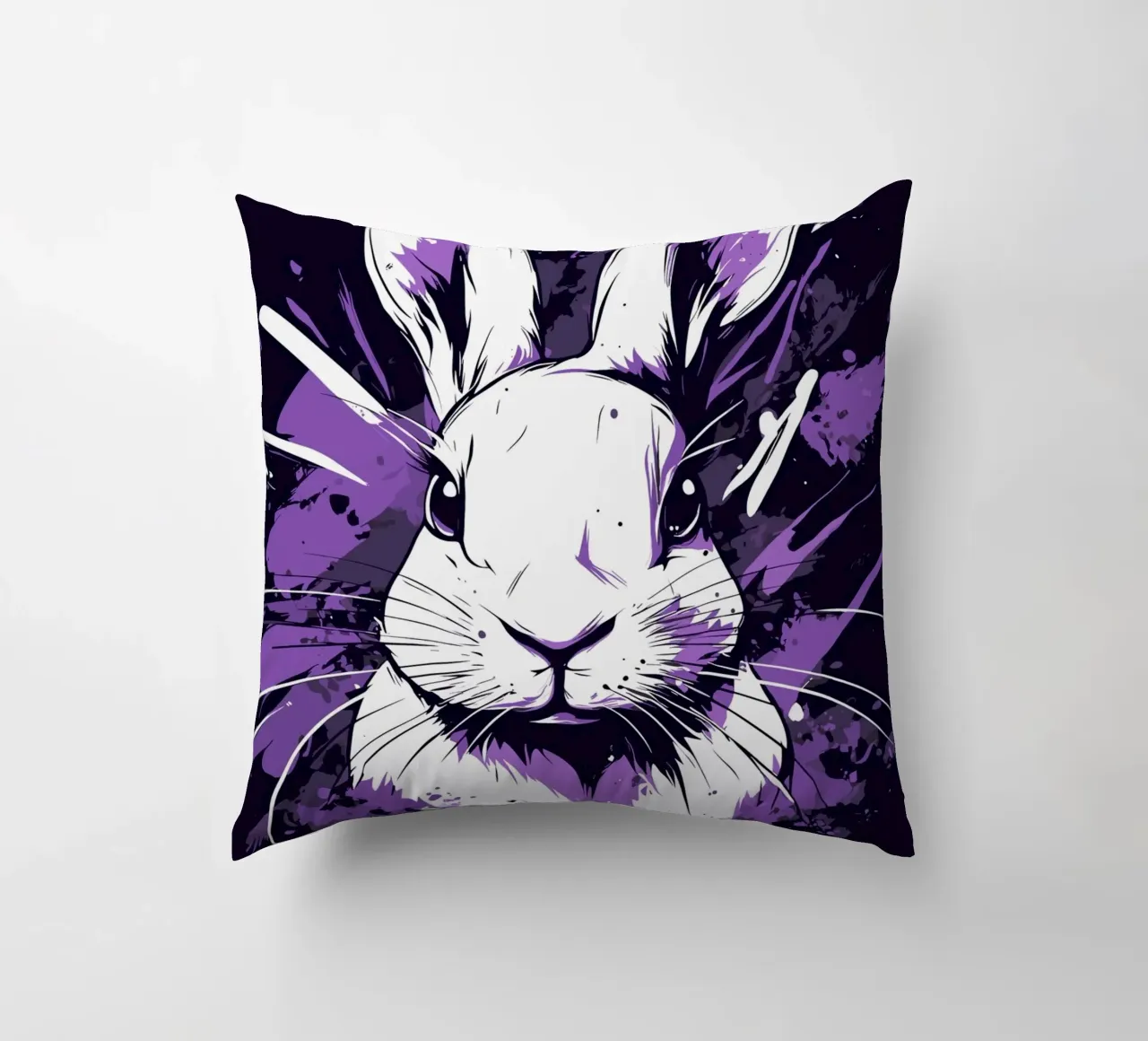 Coniglio bianco con spruzzi di colore cuscino da pixelbull - medieval art and more