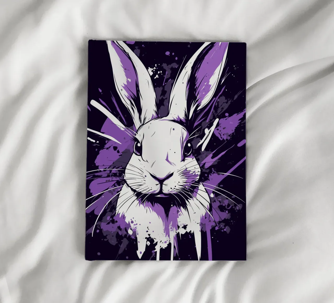 White rabbit with splashes of colour notebook by pixelbull - medieval art and more
