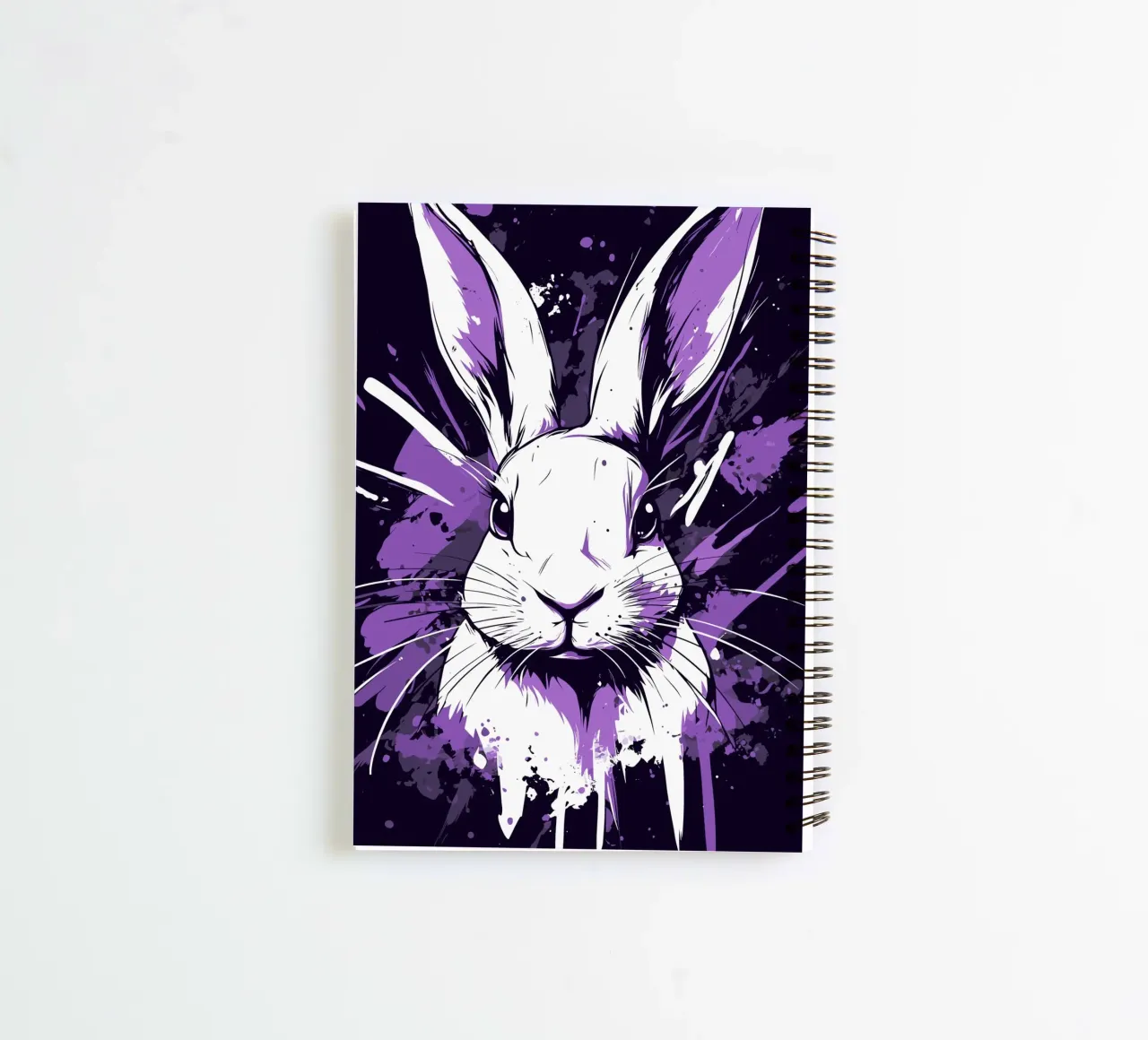 White rabbit with splashes of colour spiral notebook by pixelbull - medieval art and more