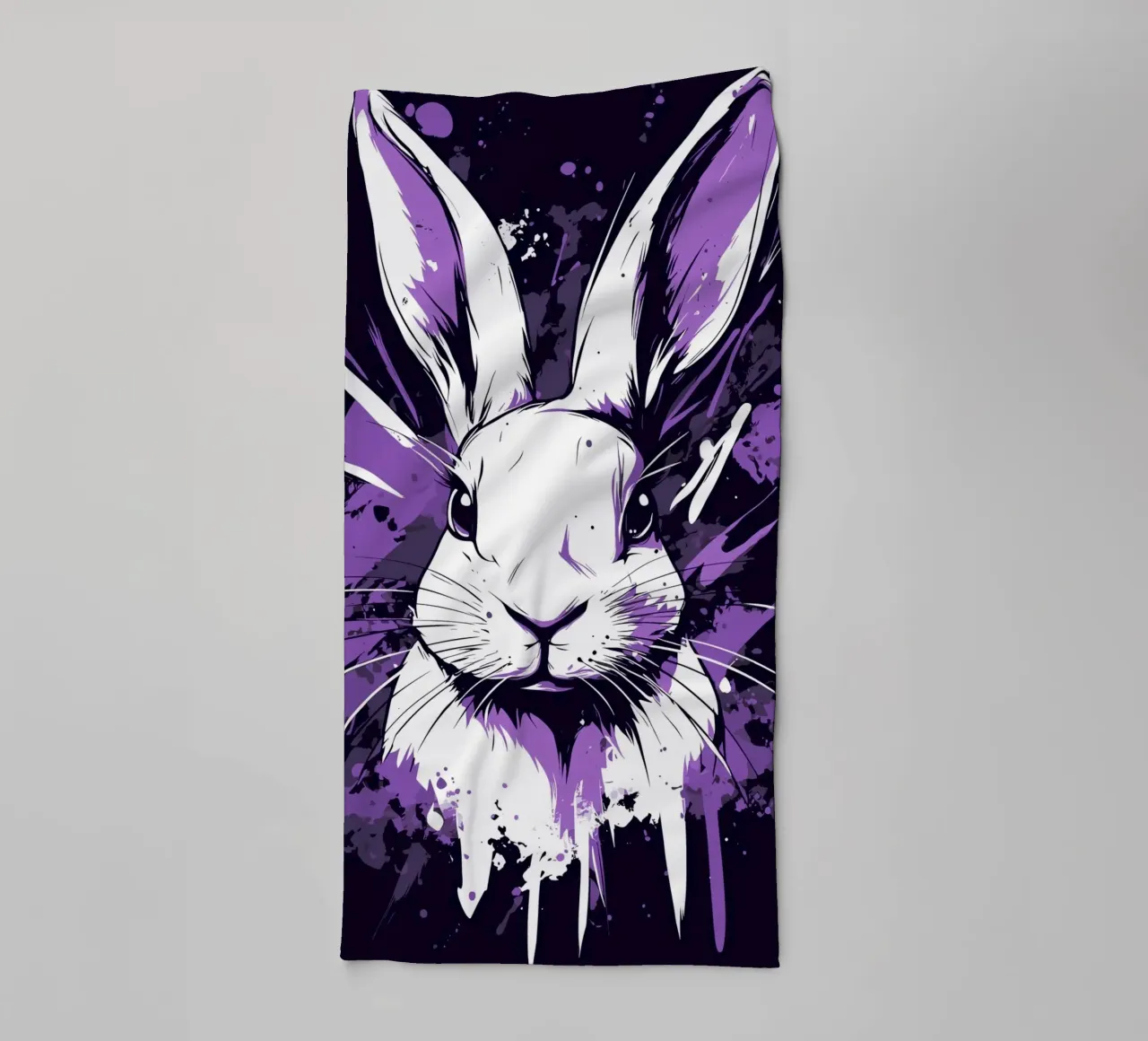 White rabbit with splashes of colour towel by pixelbull - medieval art and more